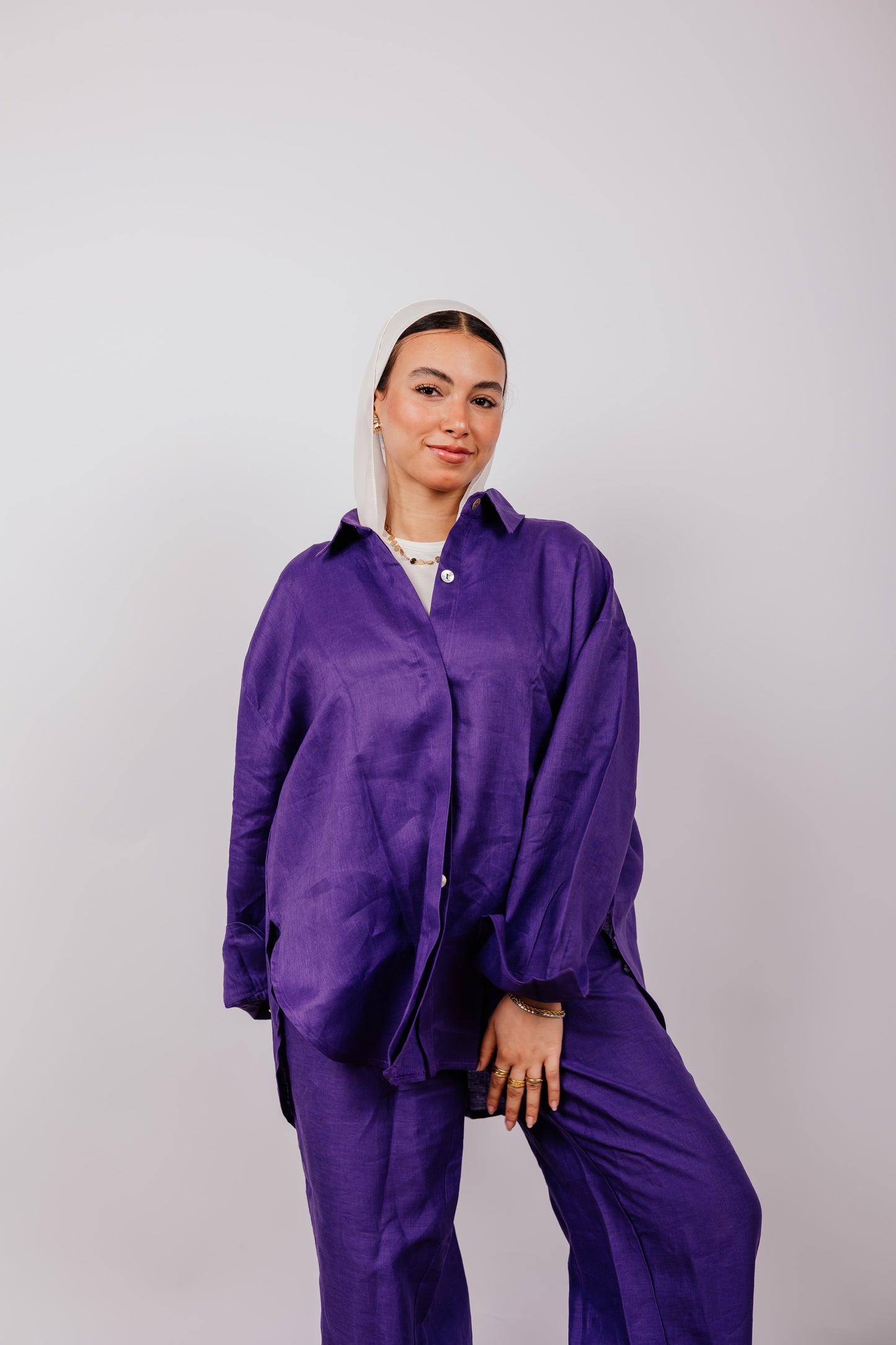 Daily Linen Shirt In Purple