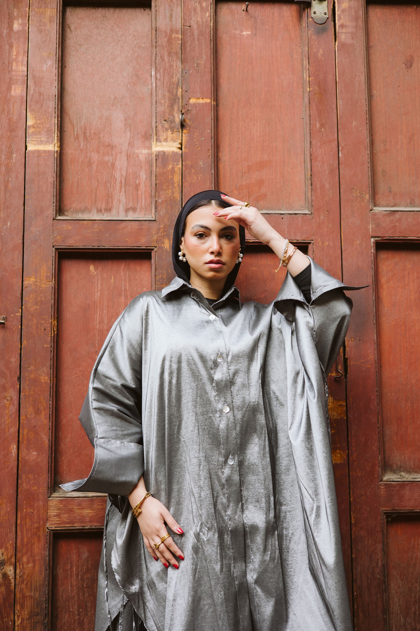 Long Fringes Kaftan In Dark-Grey