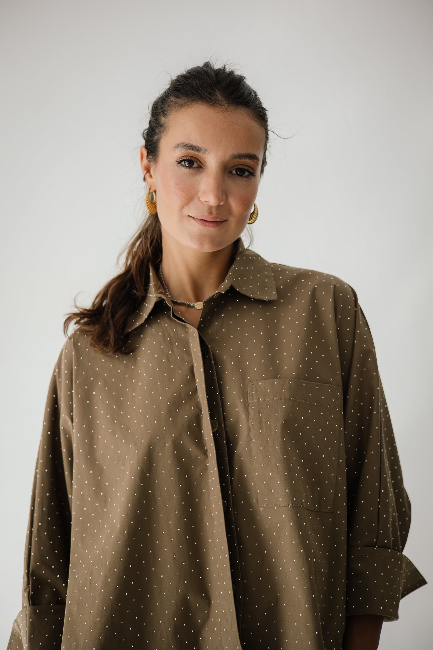 Studding Butterfly Shirt In Brown
