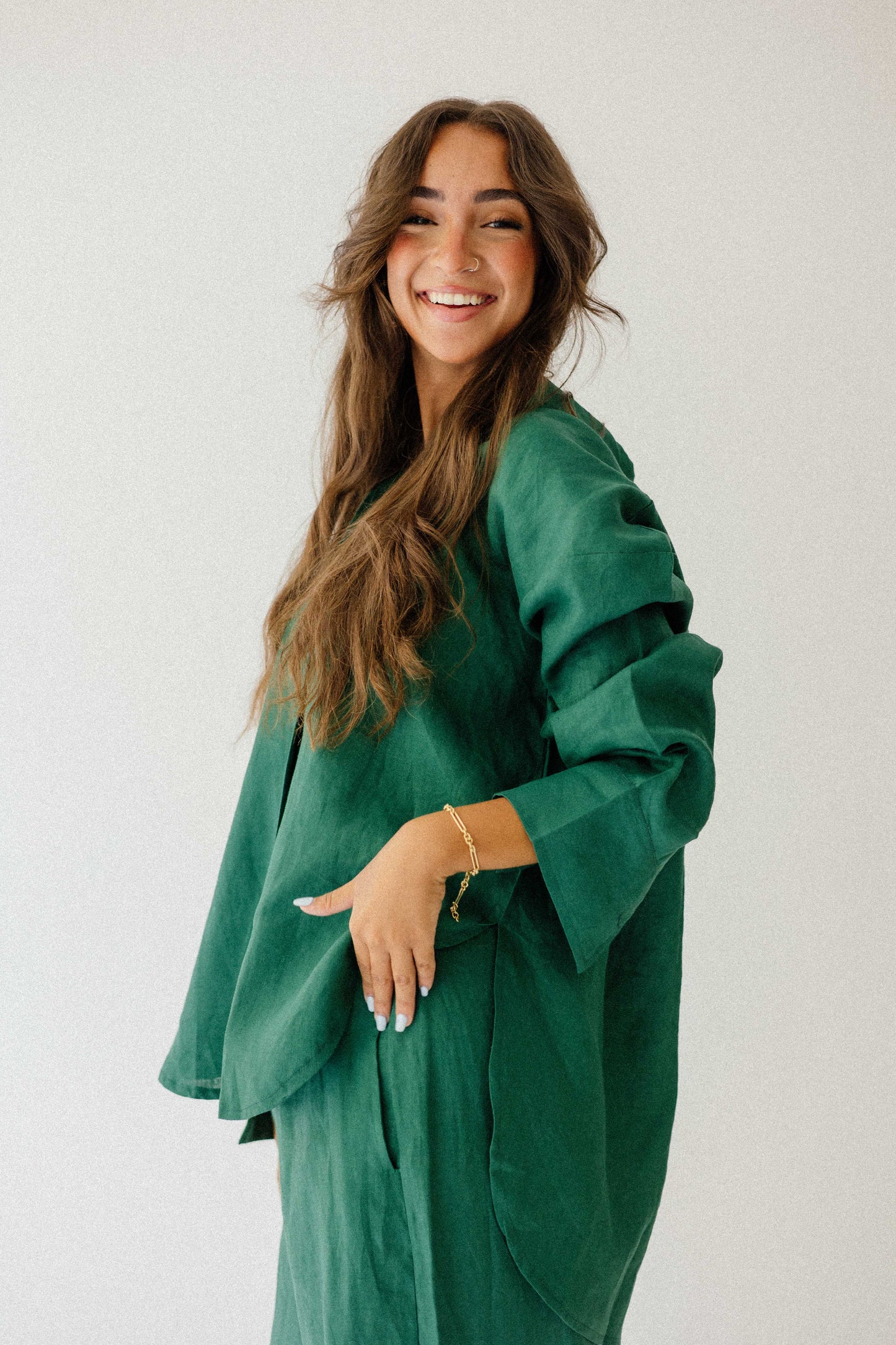 Daily Linen Shirt In Dark-green