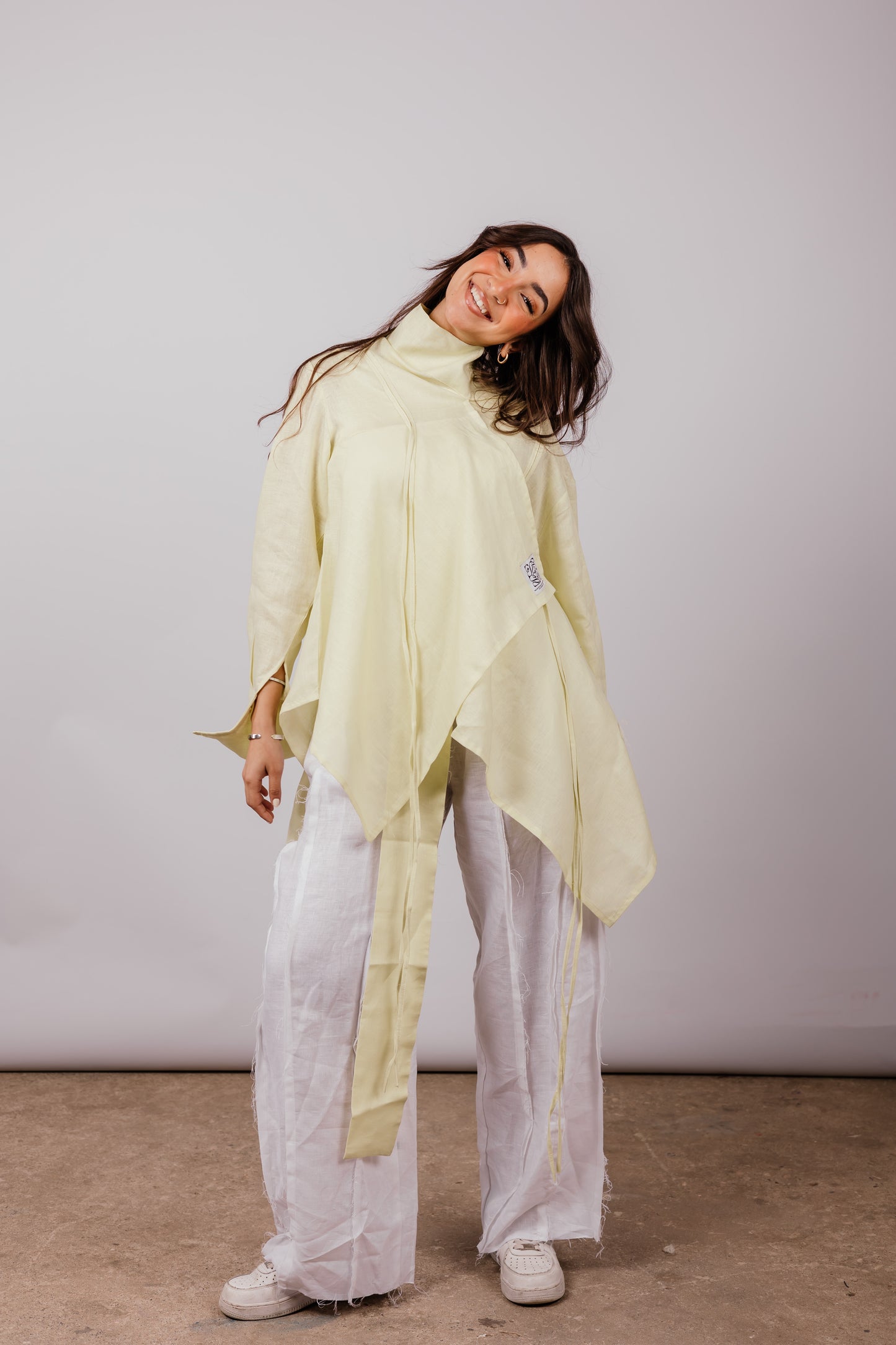 Double Collar With Fringes In Butter-lemon