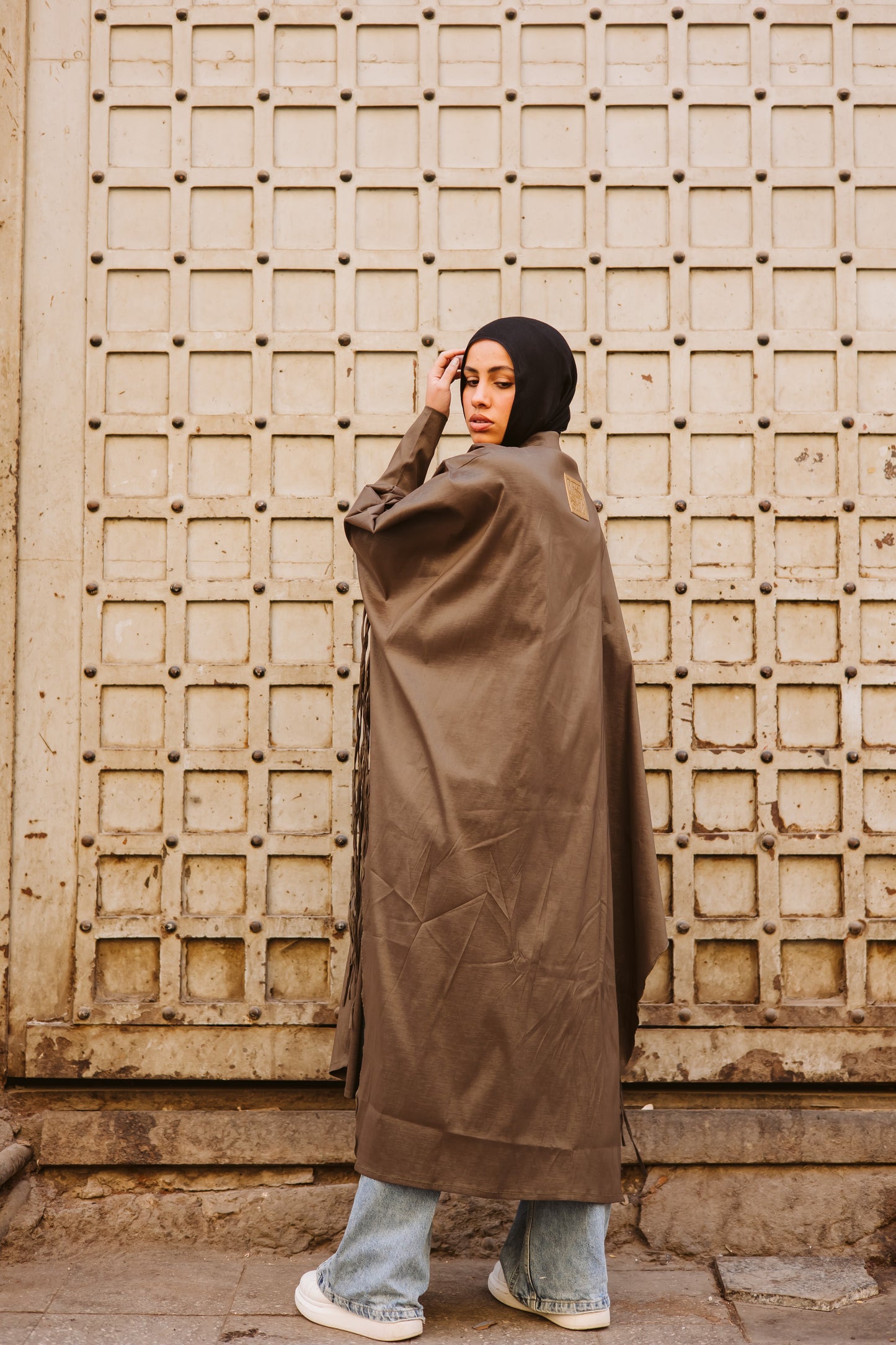 Long Fringes Kaftan In Olive