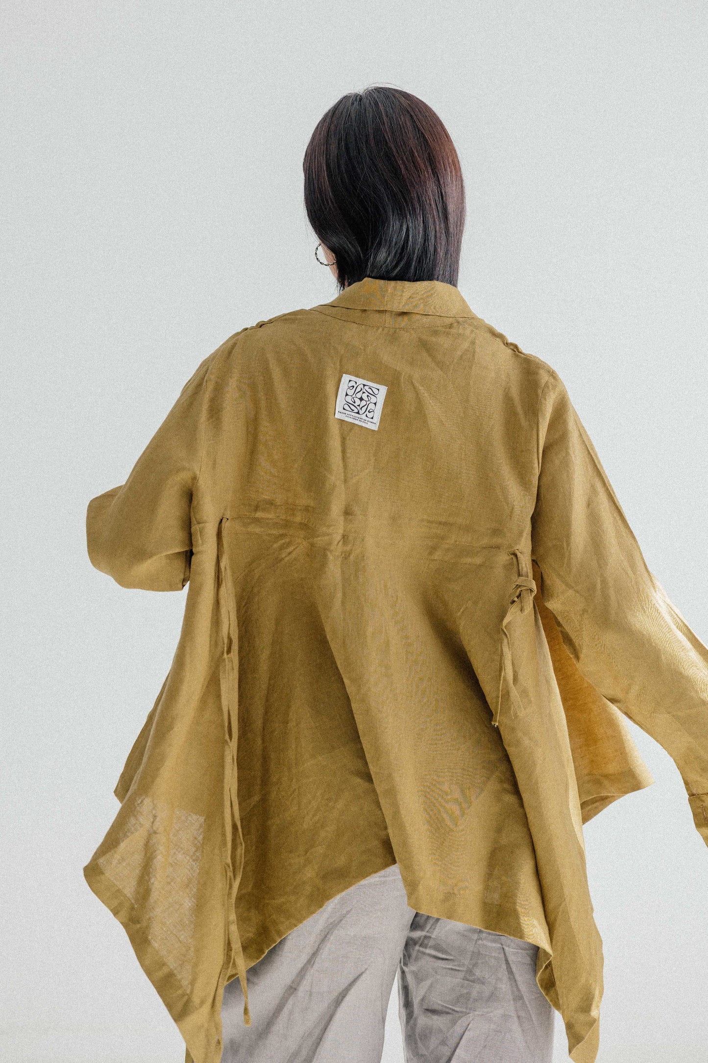 Elastic Kimono In Dark Lime-green