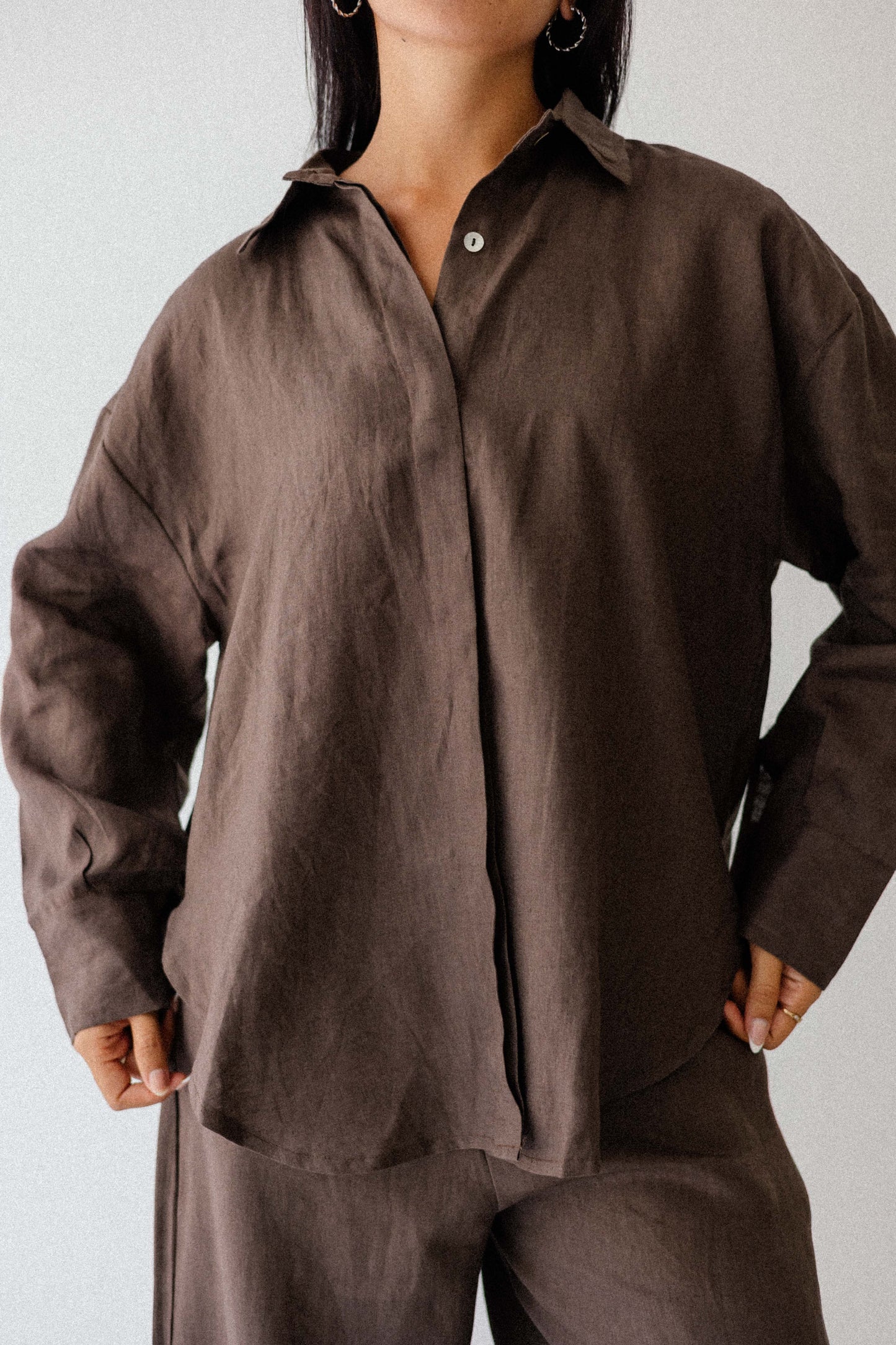 Daily Linen Shirt In Brown