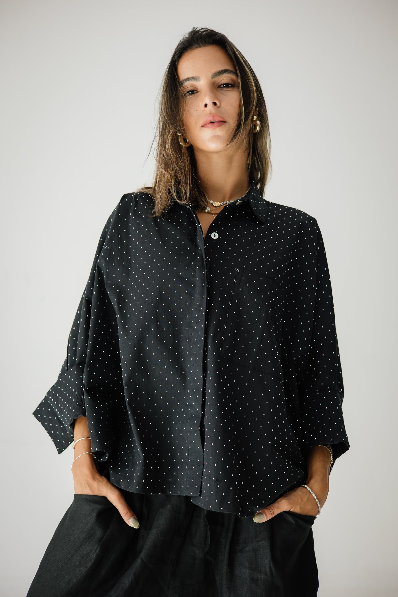 Studding Butterfly Shirt In Black