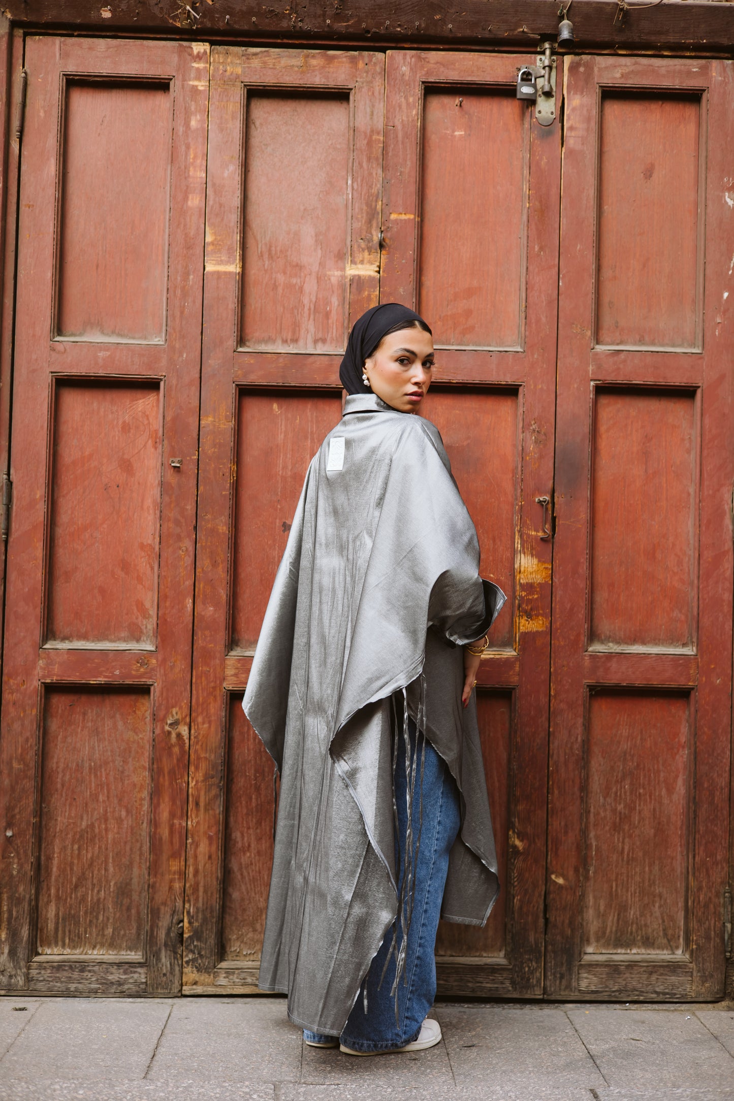 Long Fringes Kaftan In Dark-Grey
