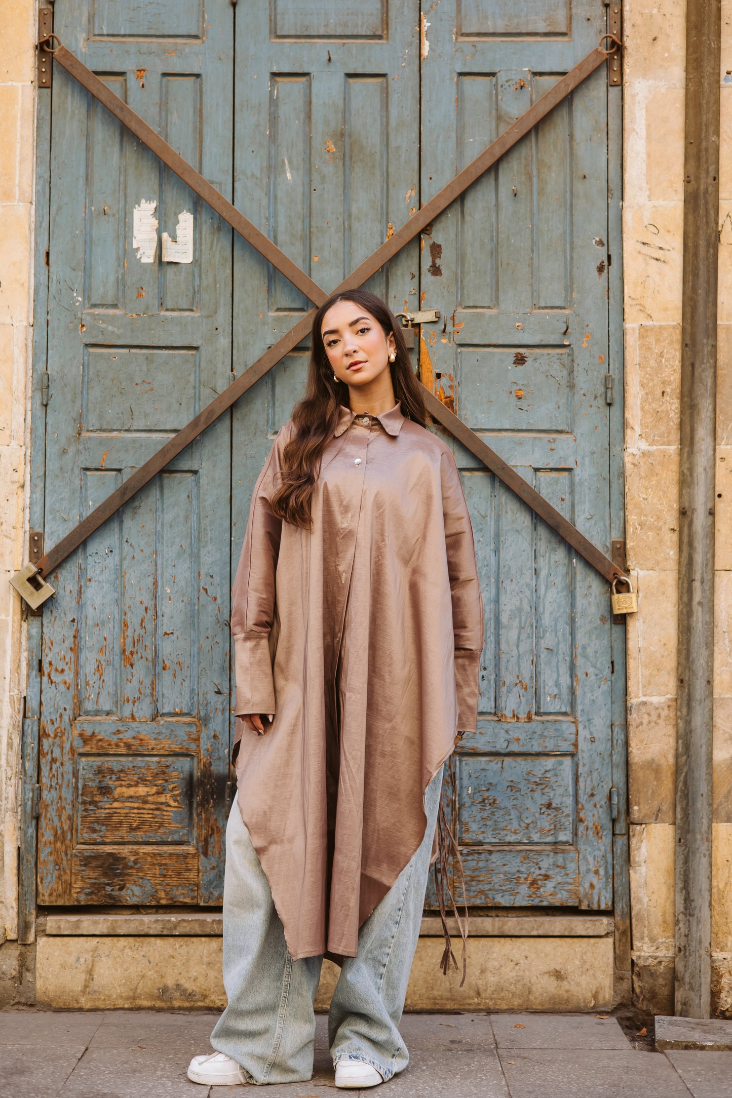 Long Fringes Kaftan In Cafe