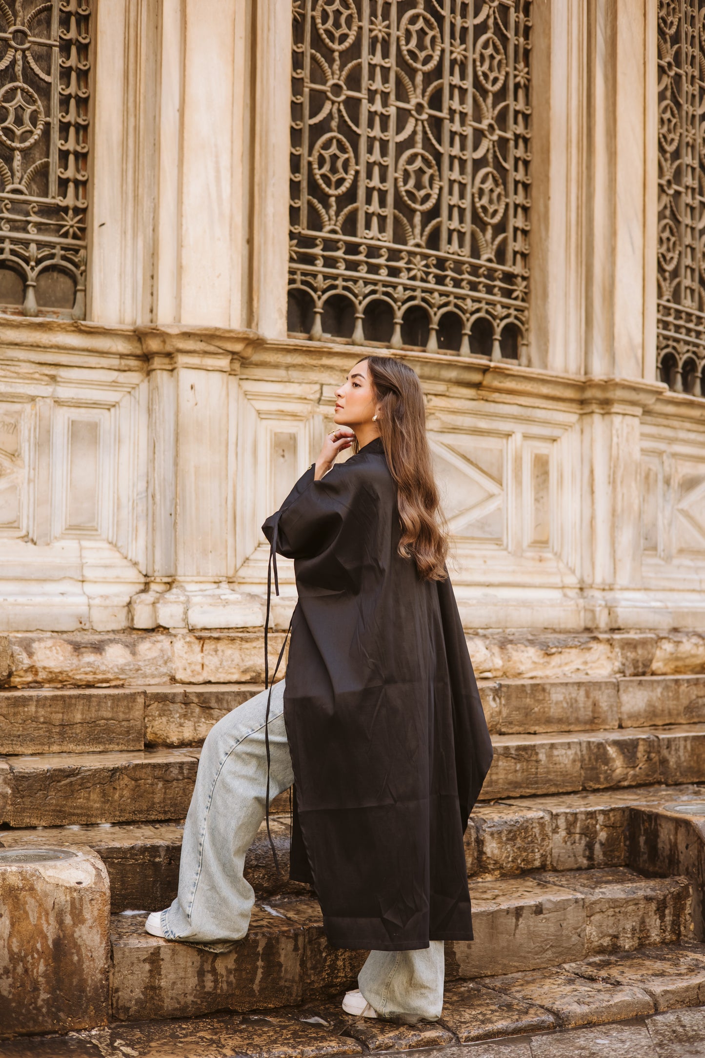 Long Fringes Kaftan In Black