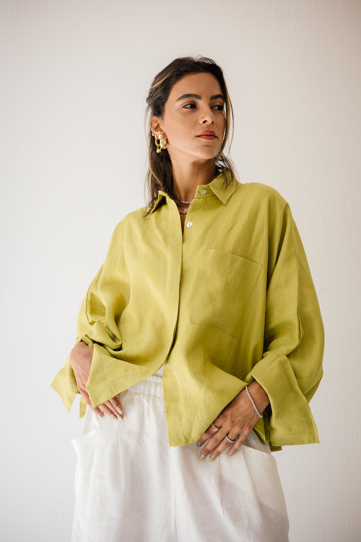 Butterfly Shirt In Lime-green