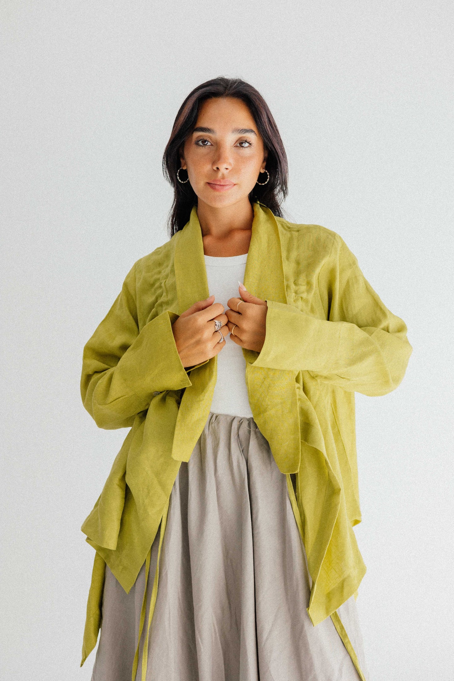 Elastic Kimono In Lime-green