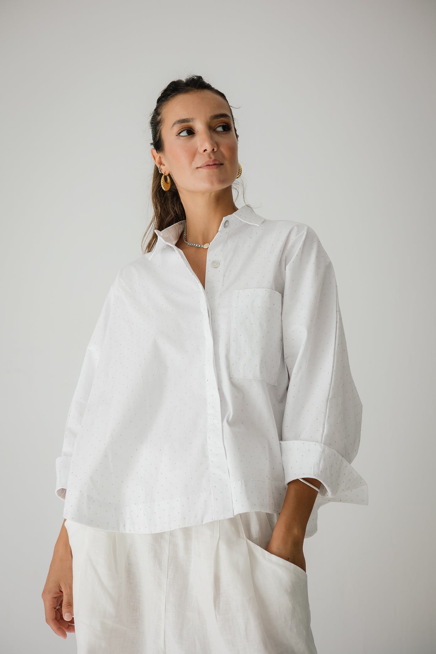 Studding Butterfly Shirt In White