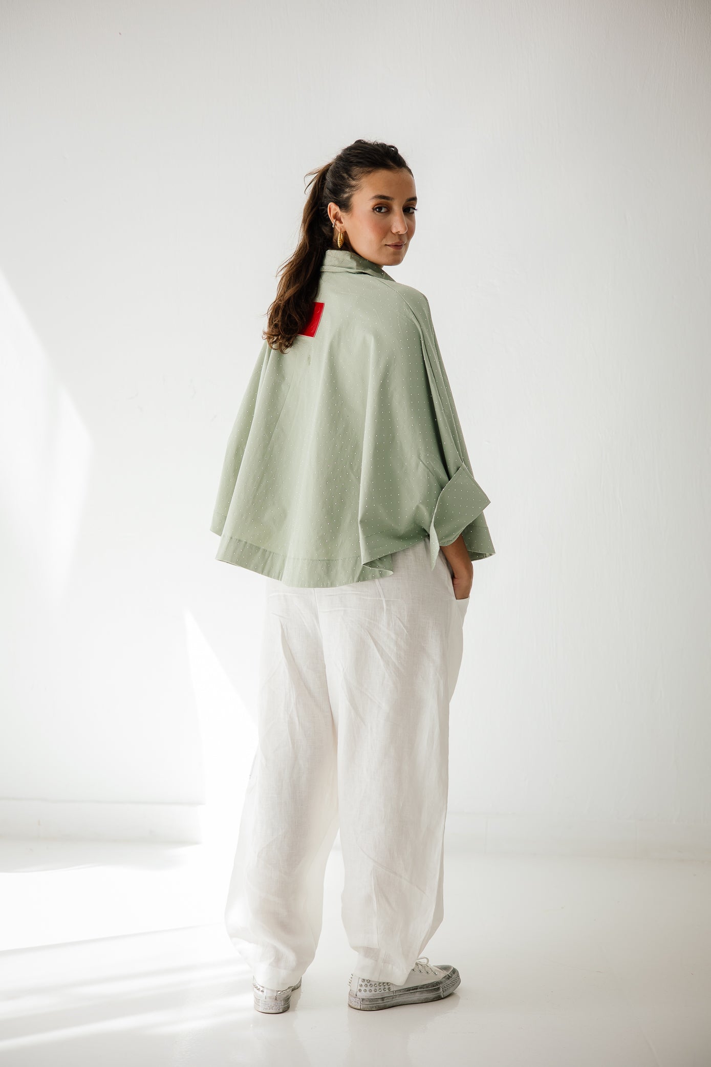 Studding Butterfly Shirt In Mint