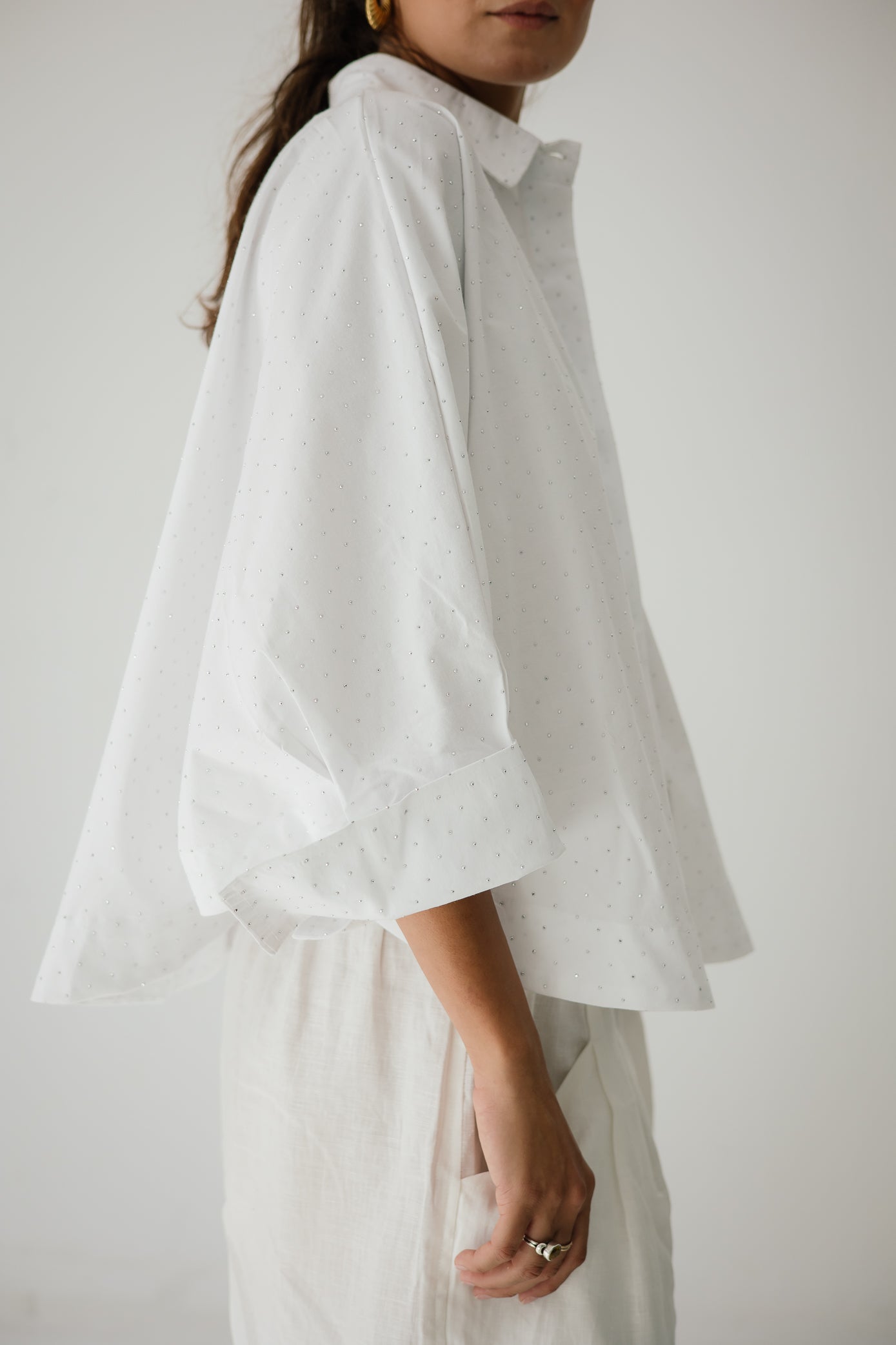 Studding Butterfly Shirt In White