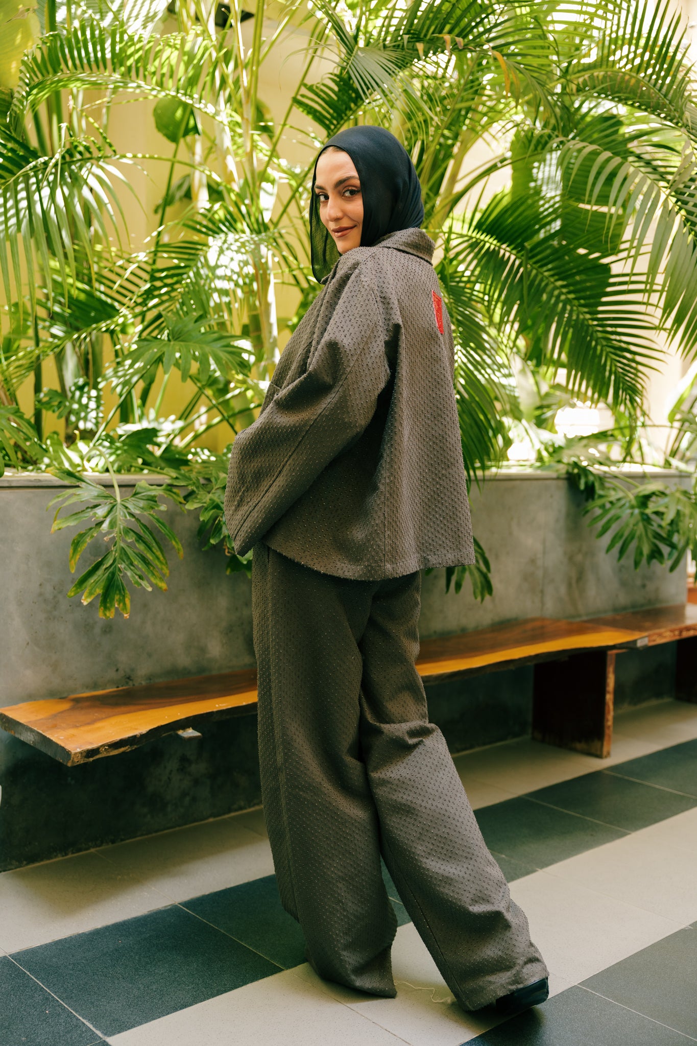 Dots denim set in griesh
