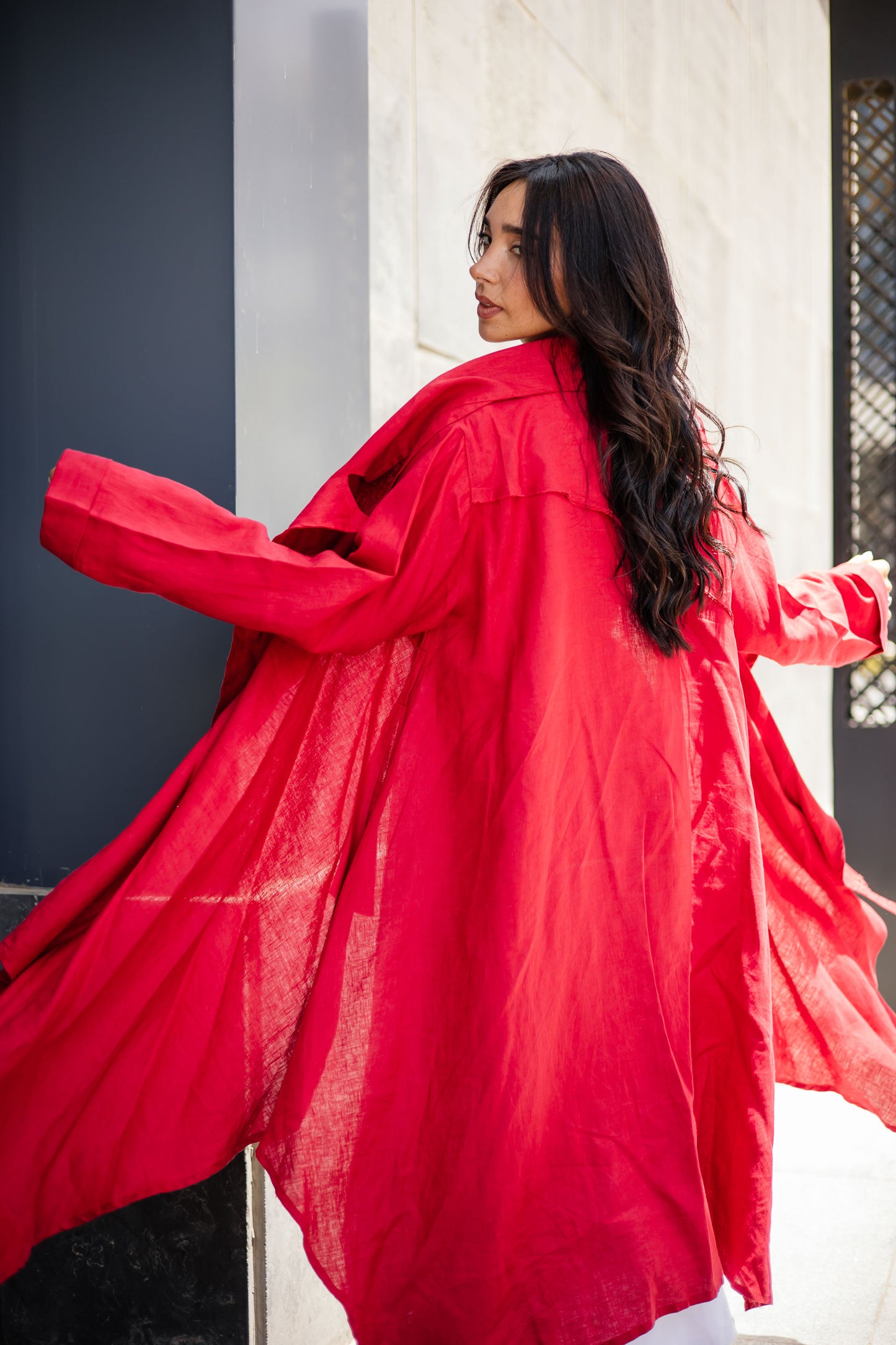 High-low Kimono In Red