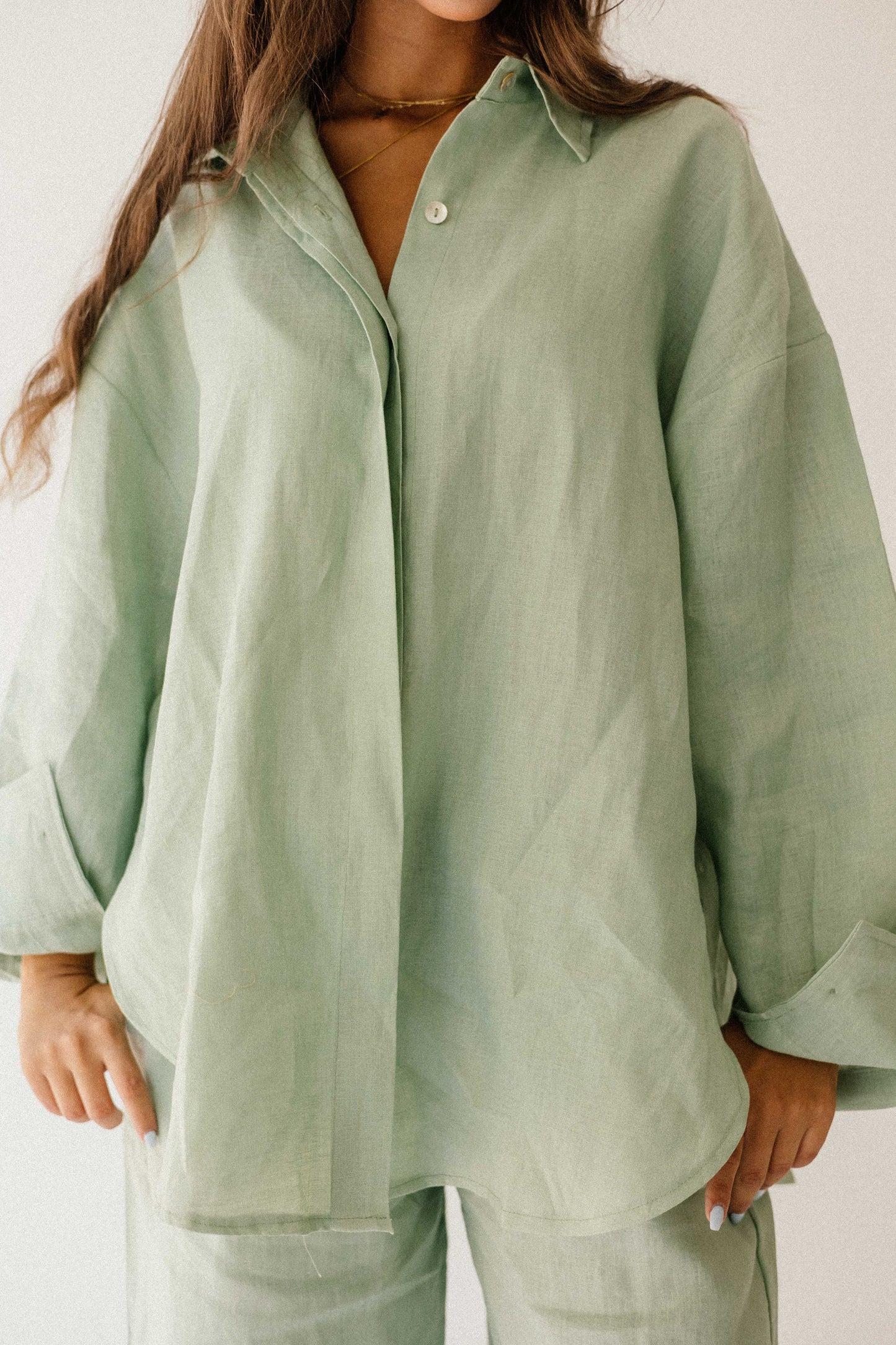 Daily Linen Shirt In Mint