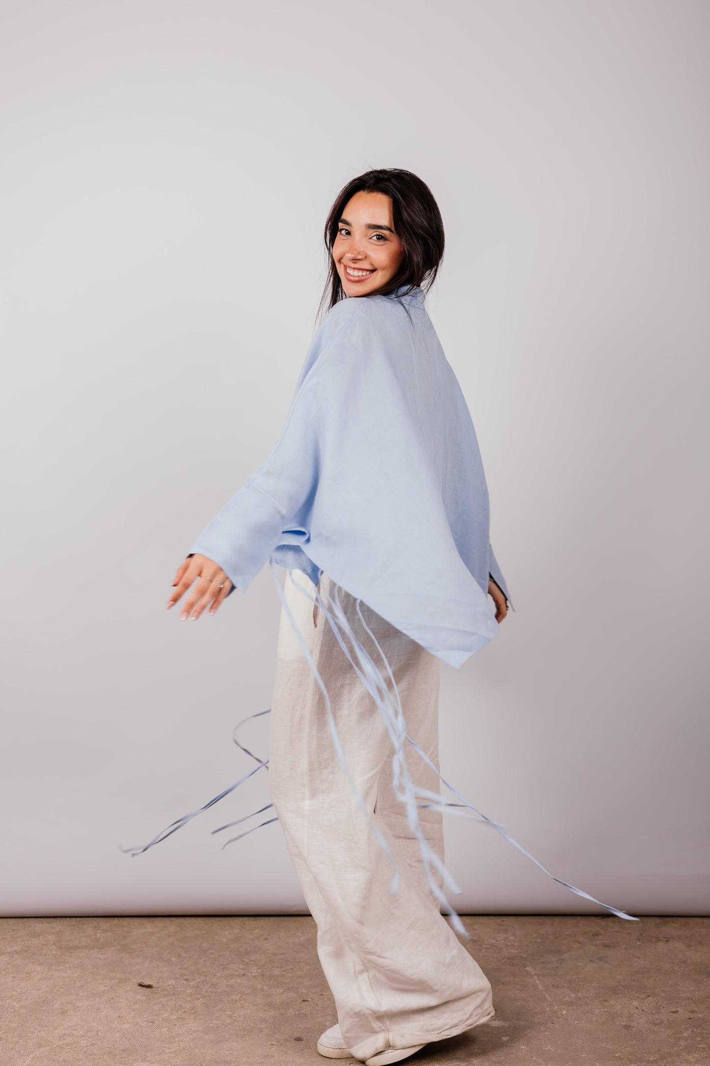 Fringes Shirt In Baby-blue
