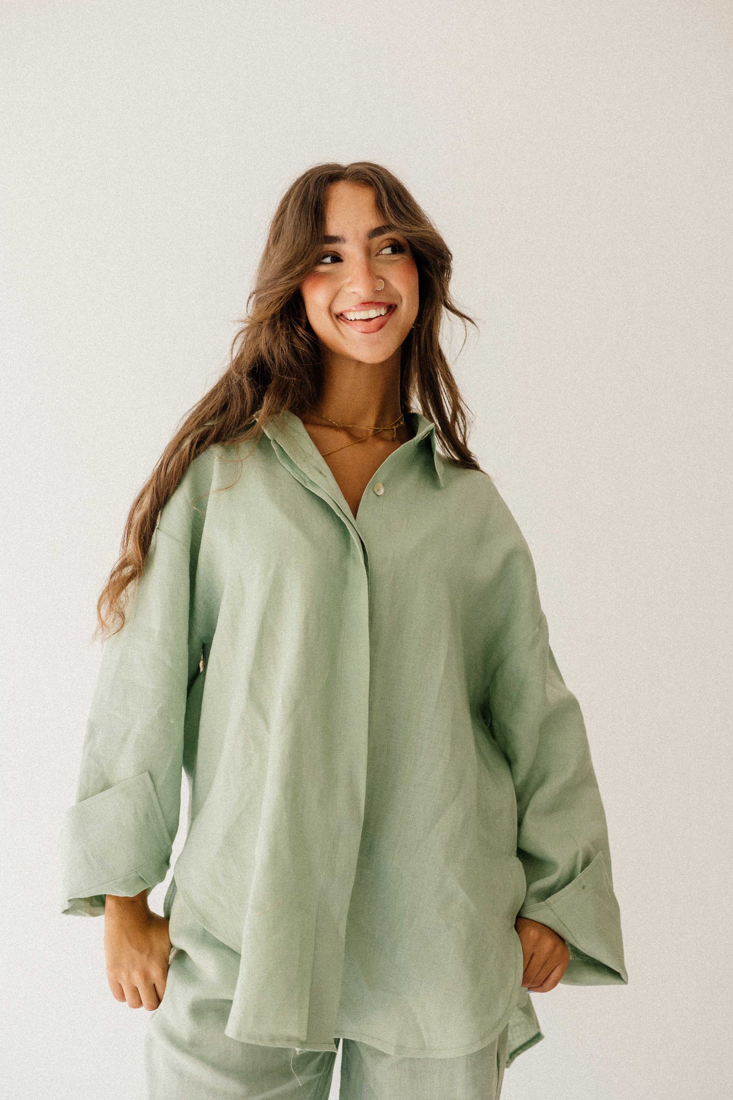 Daily Linen Shirt In Mint