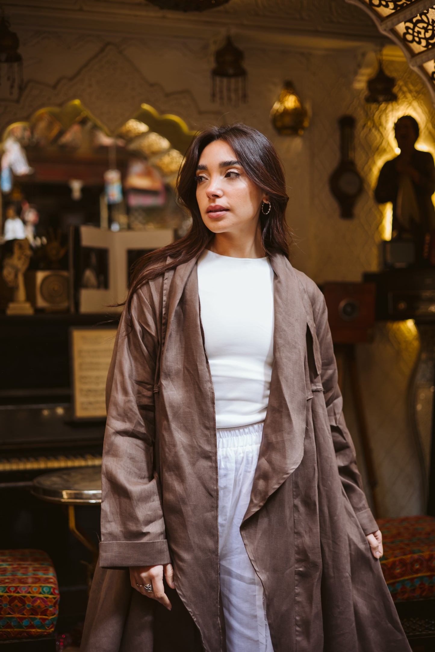 High-low Kimono In Brown