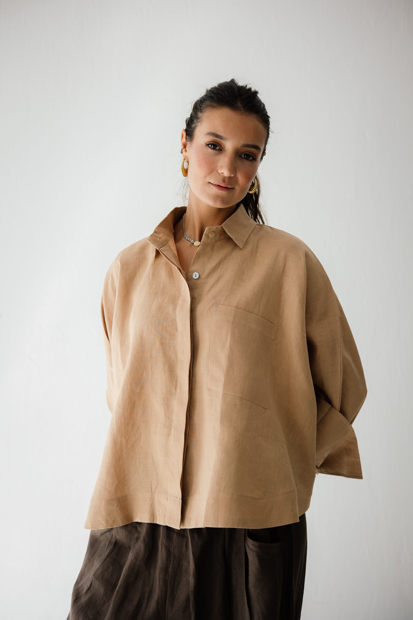 Butterfly Shirt In Light Camel