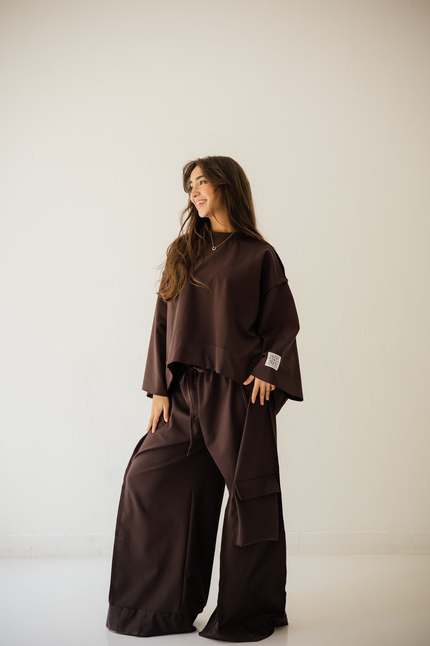 Pocket Cotton Set In Brown
