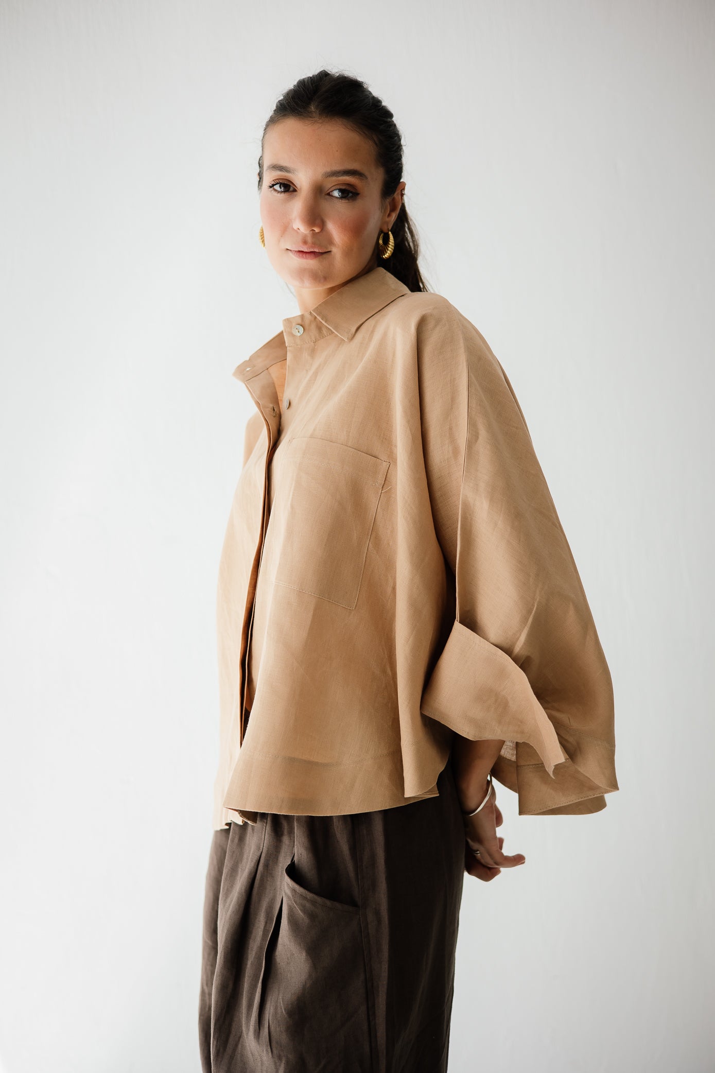 Butterfly Shirt In Light Camel