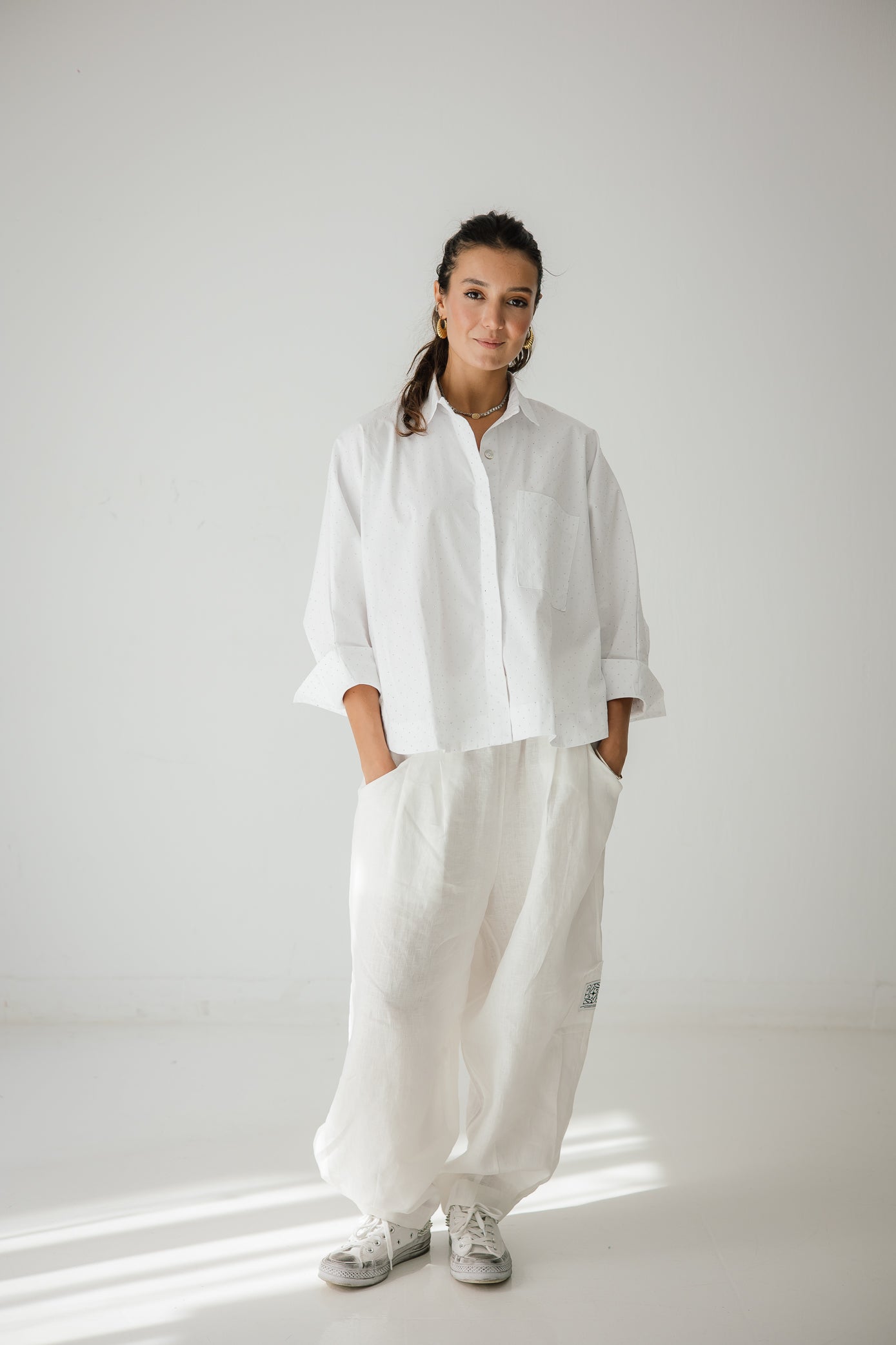 Studding Butterfly Shirt In White