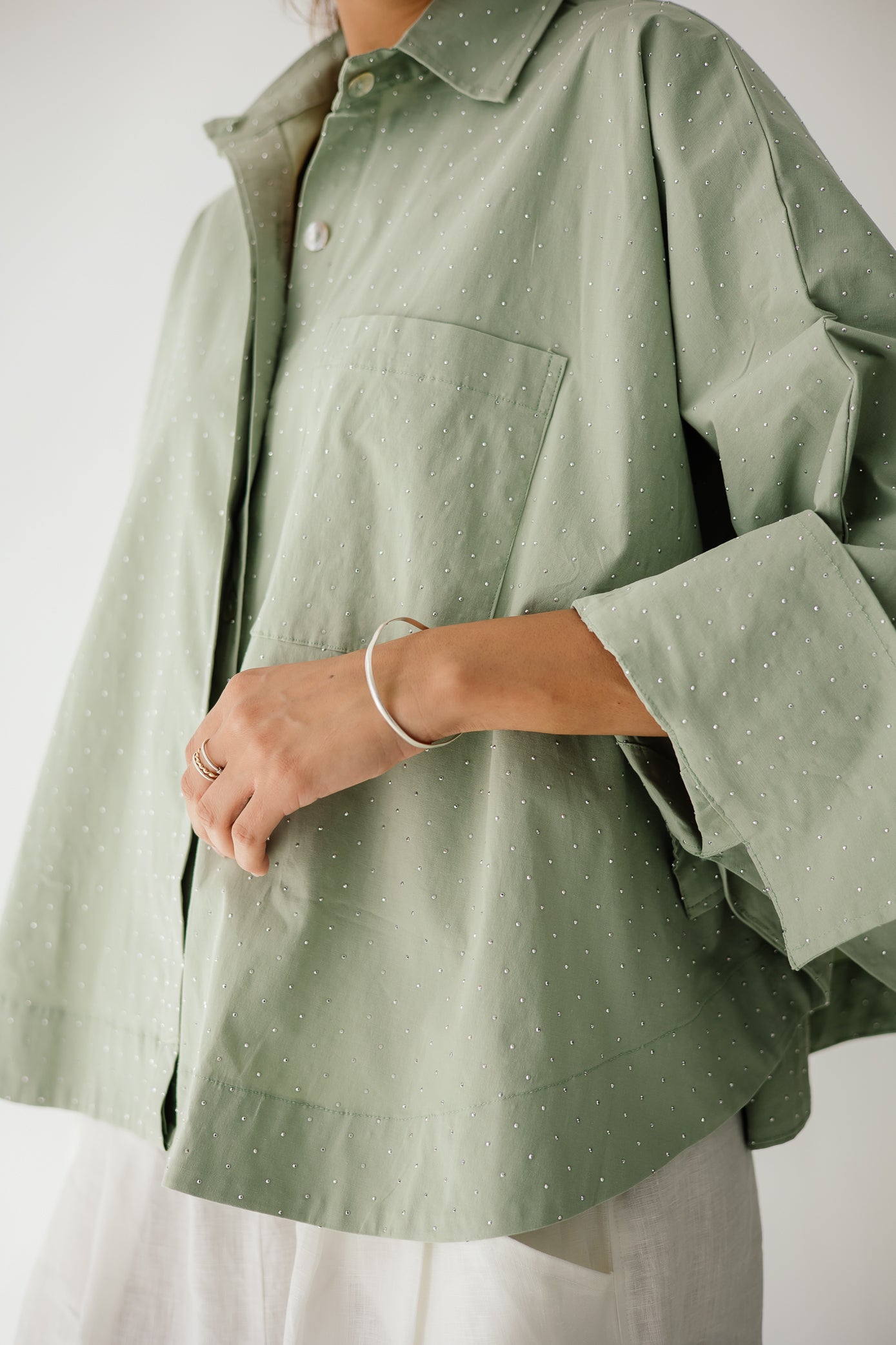 Studding Butterfly Shirt In Mint