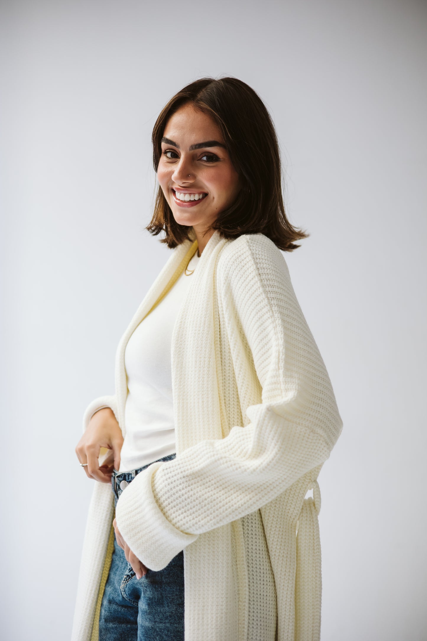Knitted love cardigan in white
