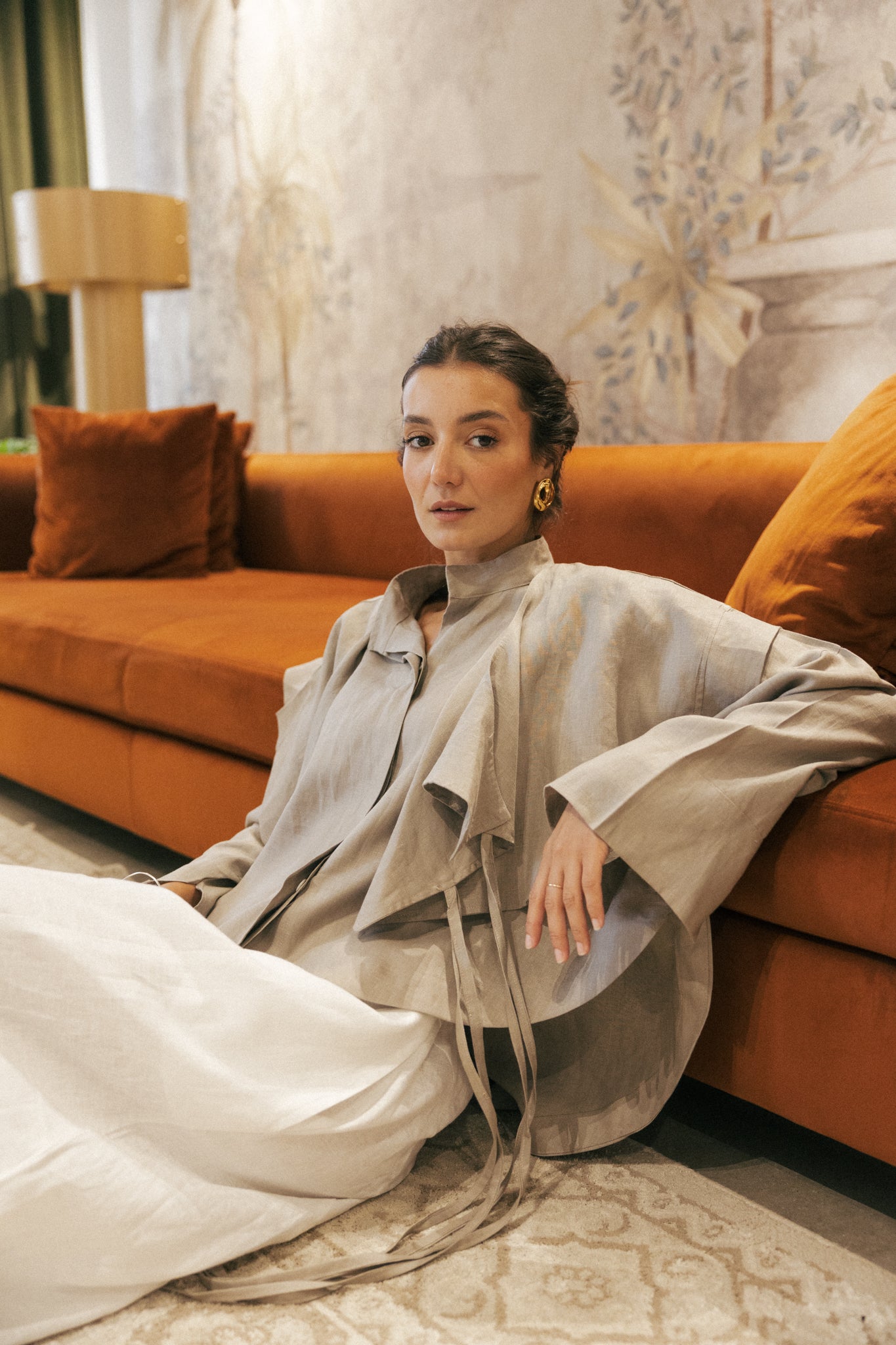 Layered shirt in griesh