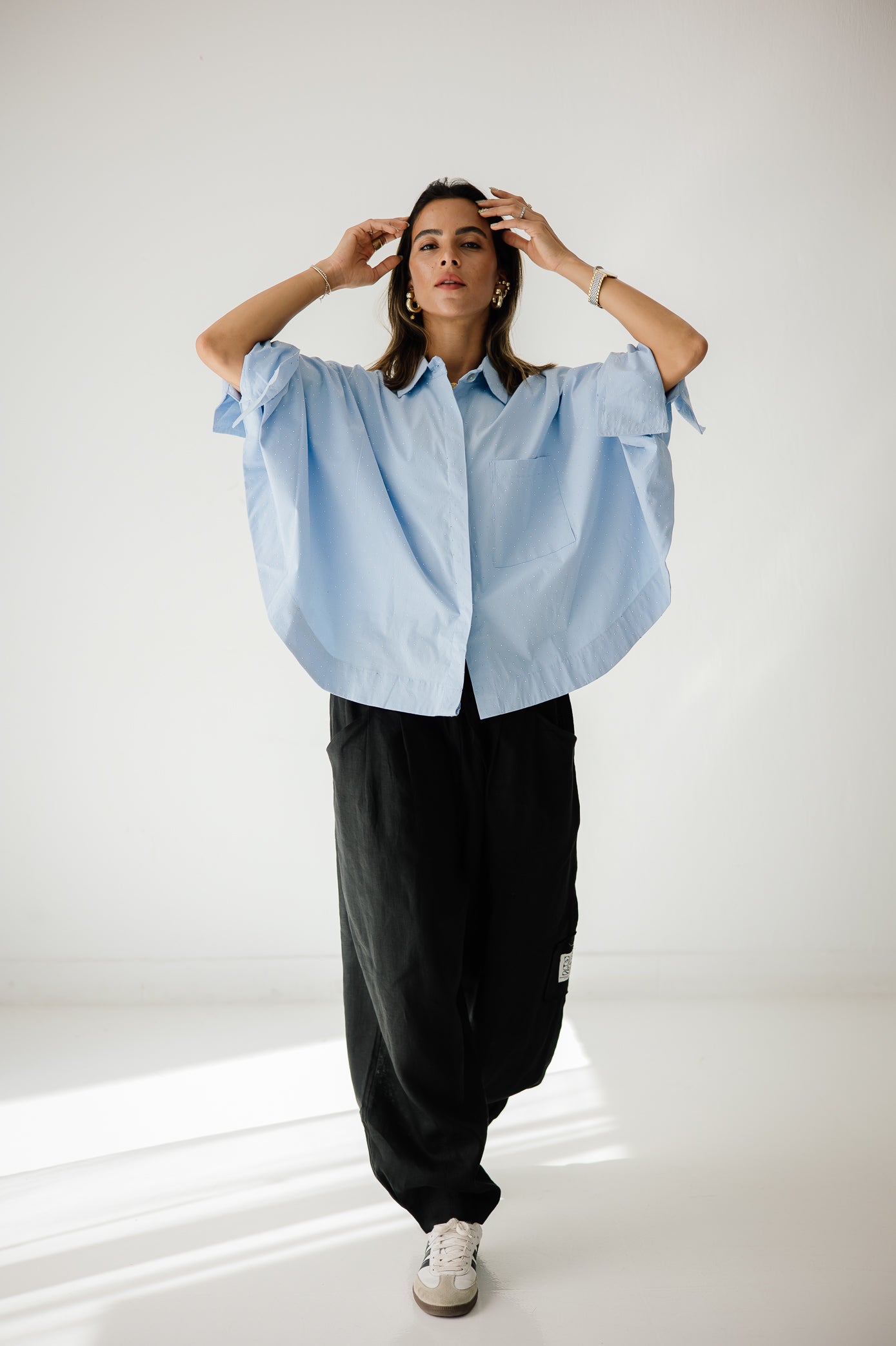Studding Butterfly Shirt In Blue