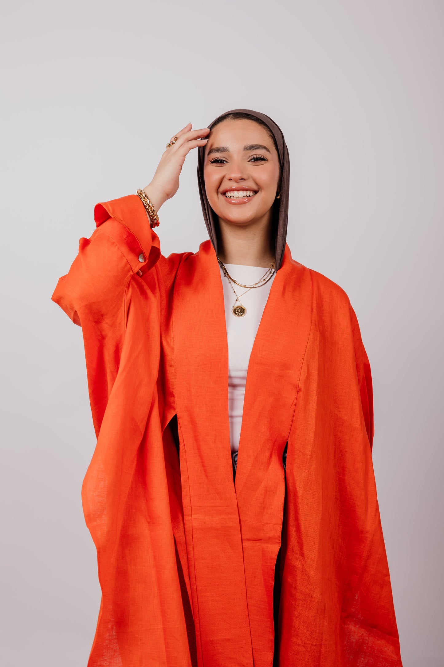 Double Collar Kimono In Orange