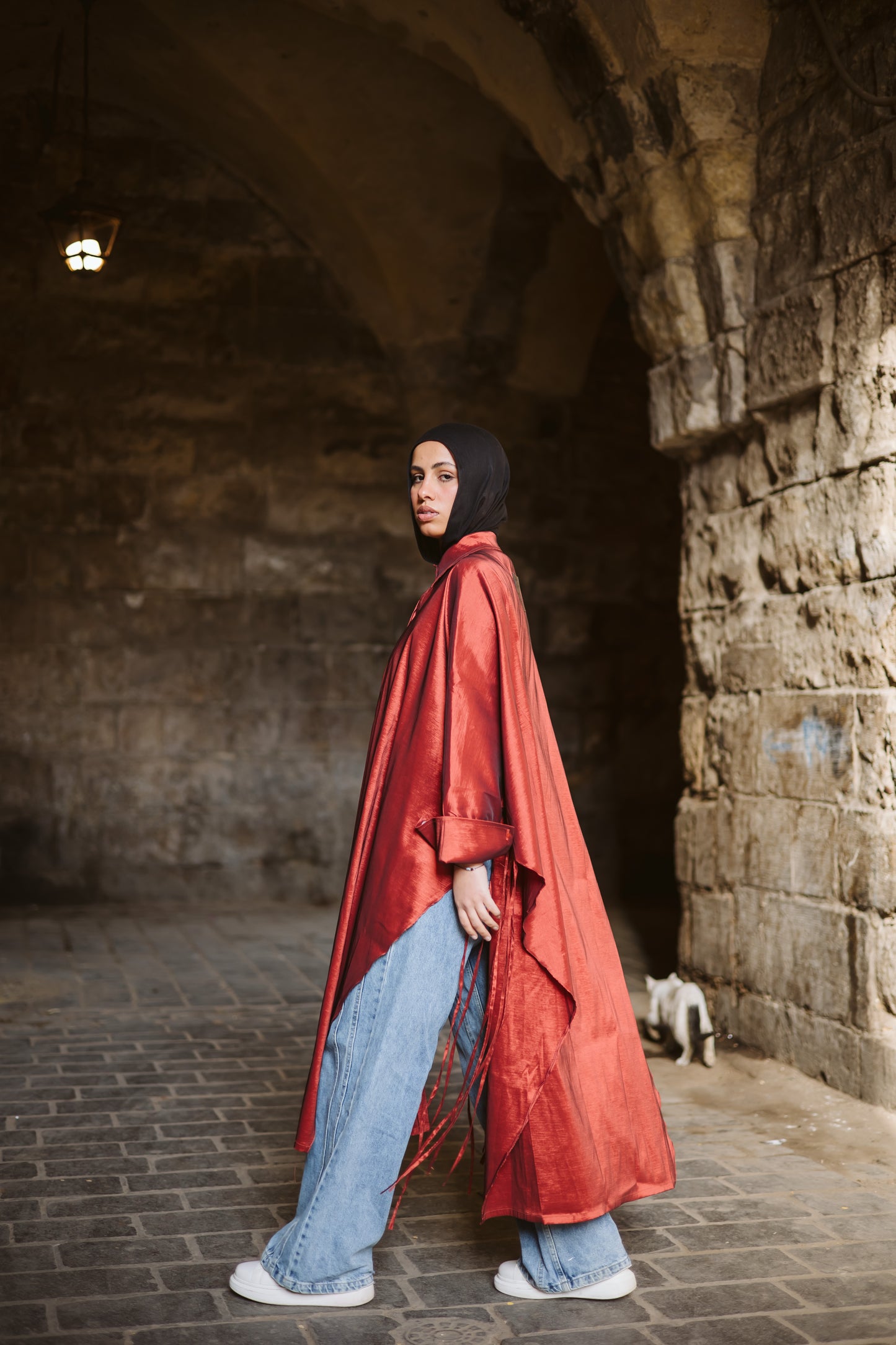 Long Fringes Kaftan In Orange
