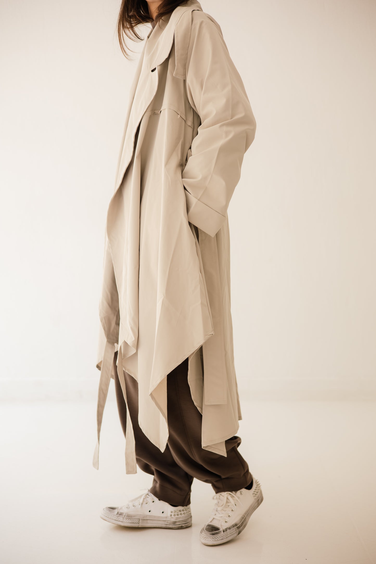 High-Low Trench Coat In Cafe