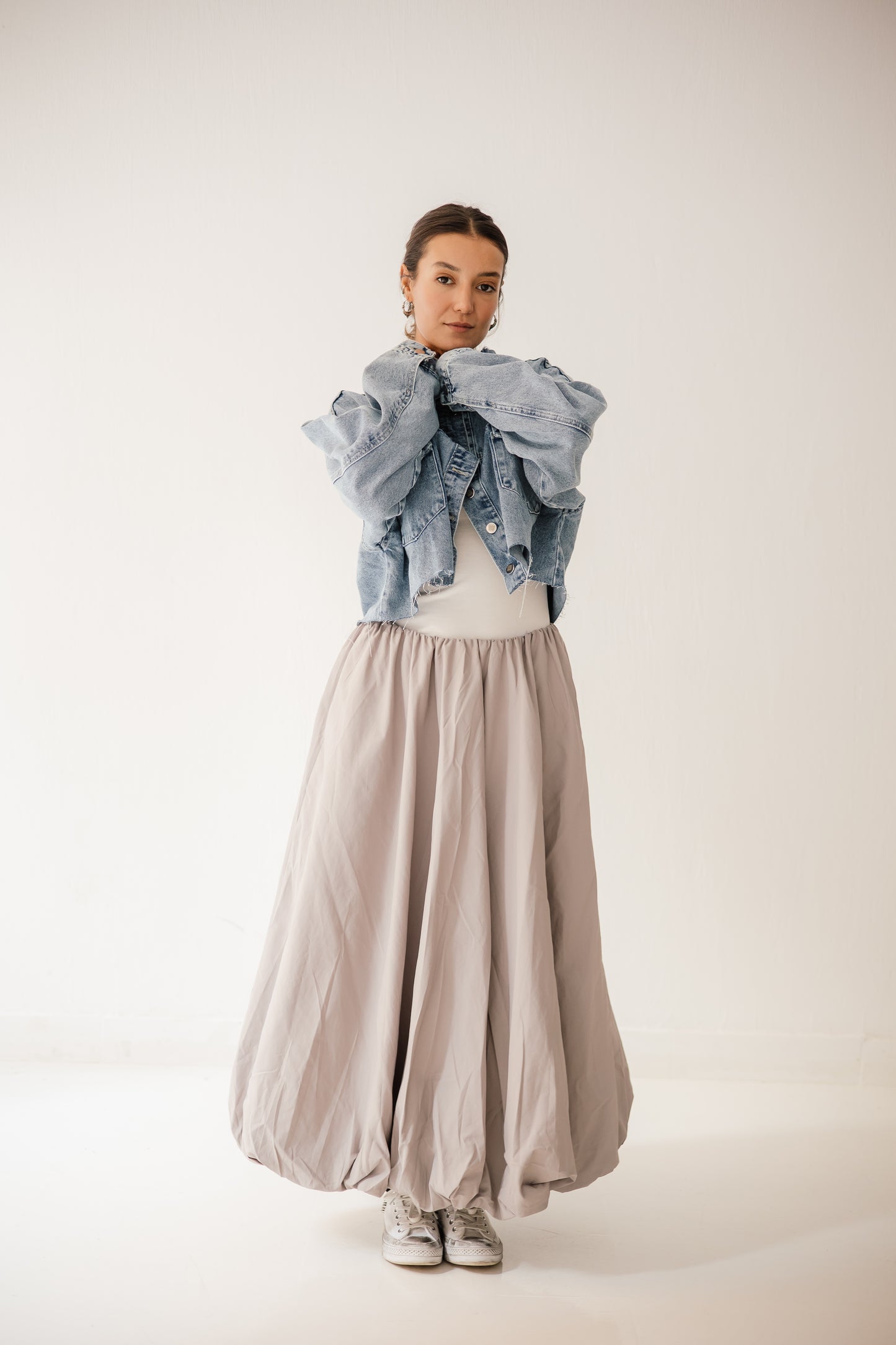 Balloon Skirt in Light-grey