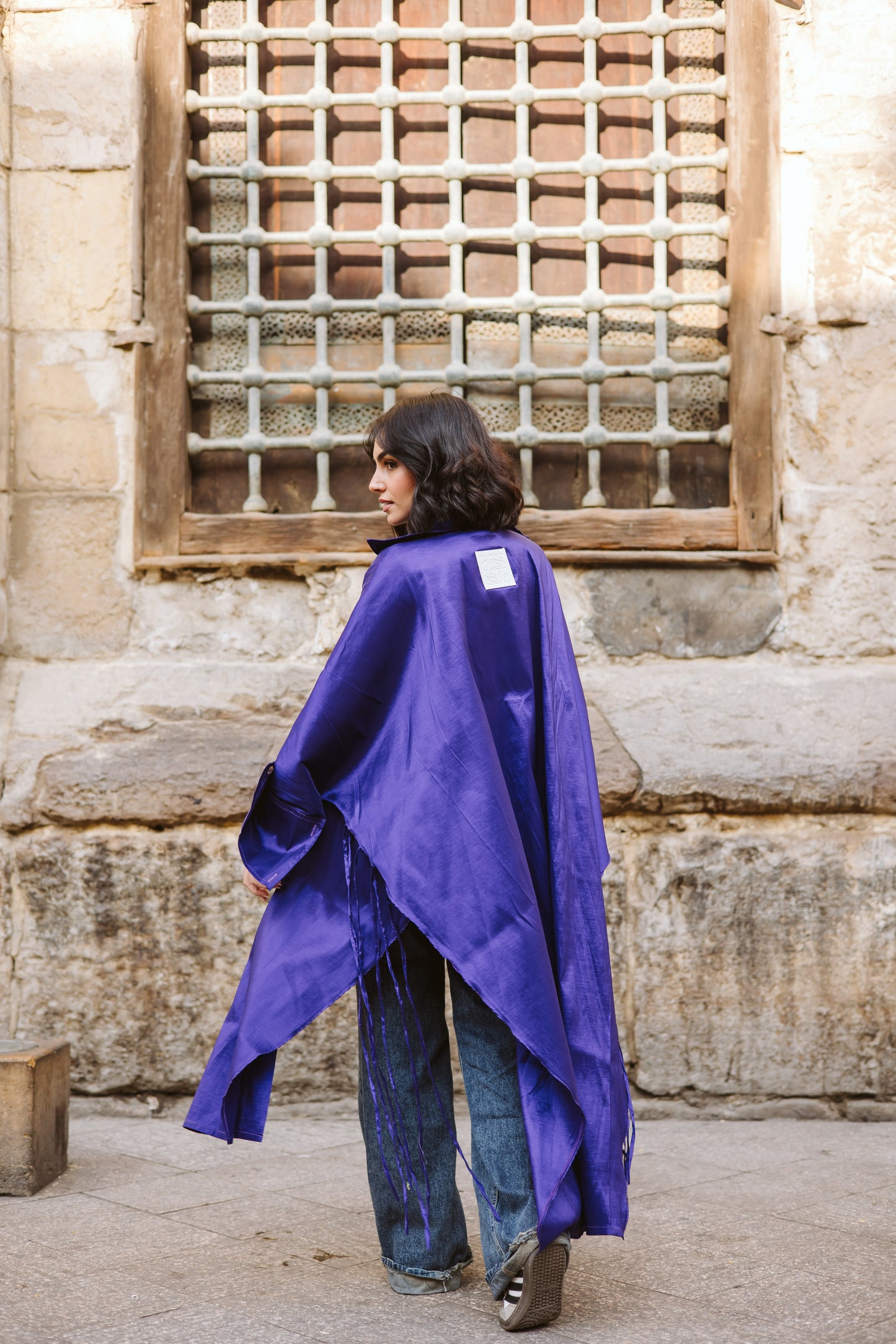 Long Fringes Kaftan In Royal-Blue
