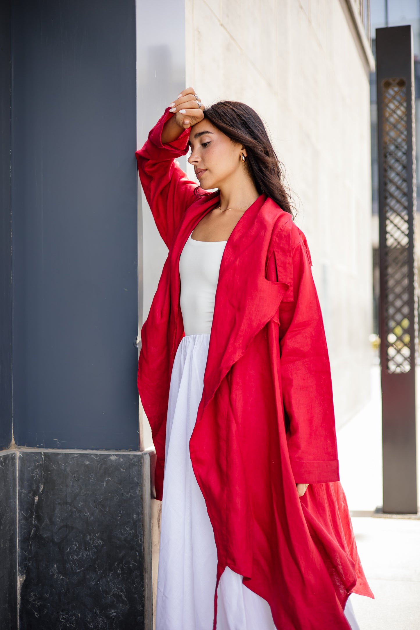 High-low Kimono In Red