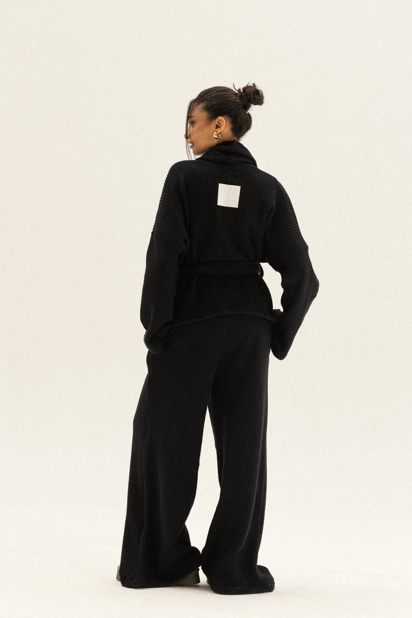 Short Kimono Knitted Set In Black