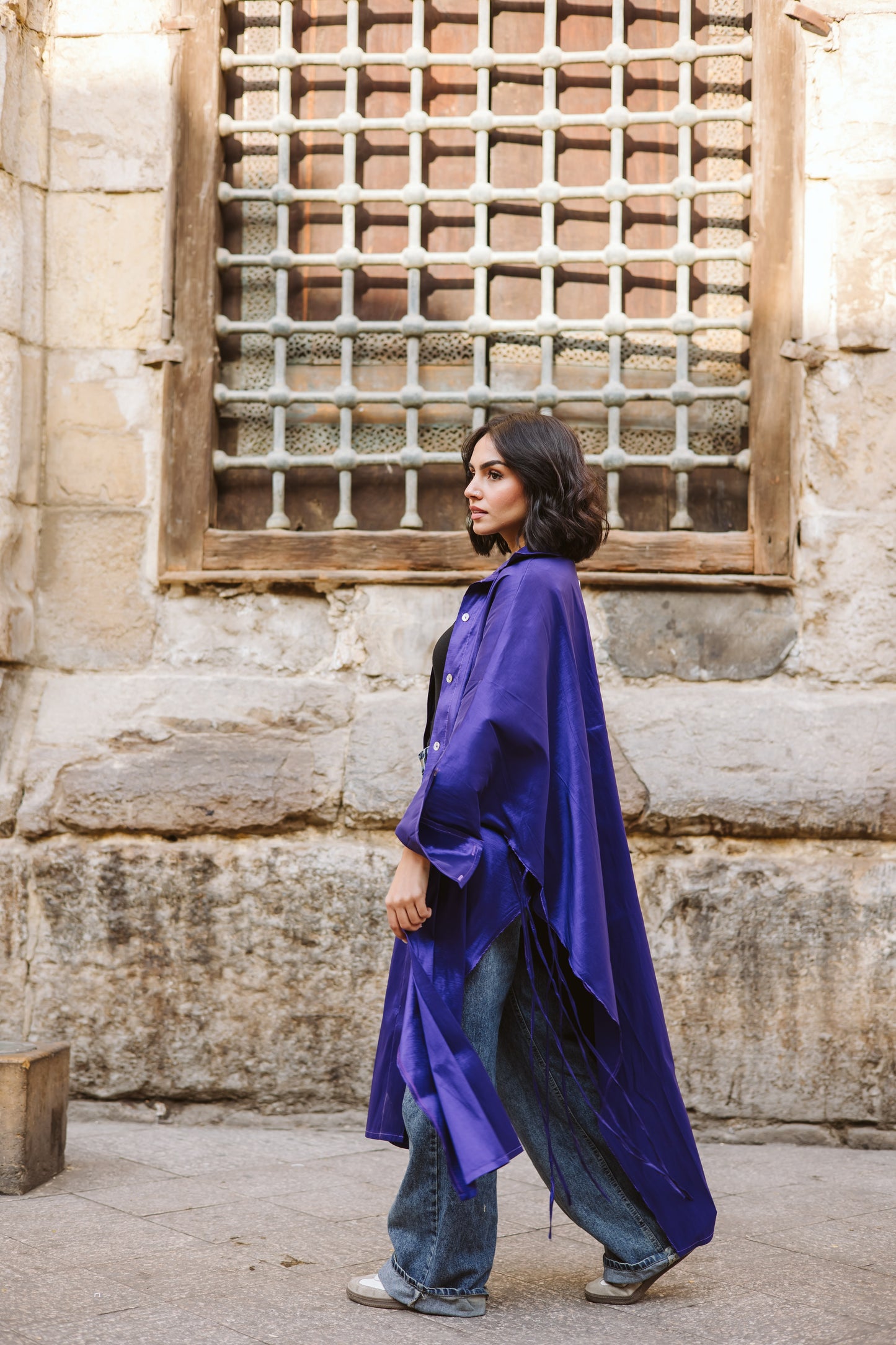 Long Fringes Kaftan In Royal-Blue