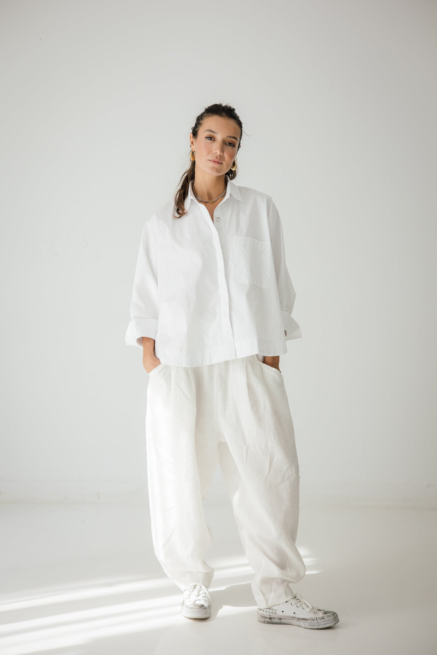 Studding Butterfly Shirt In White