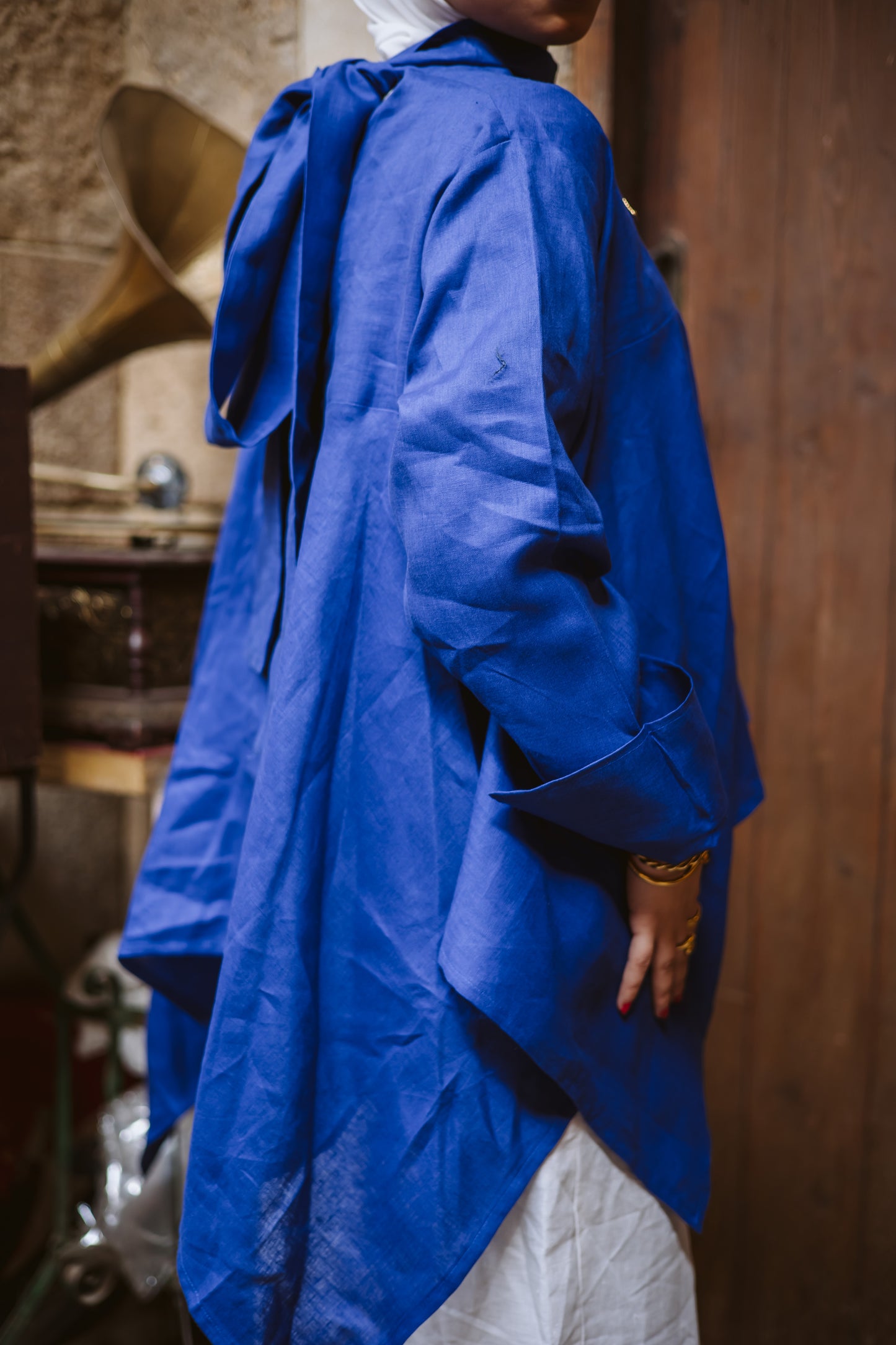 High-low Ribbon Top In Royal-blue