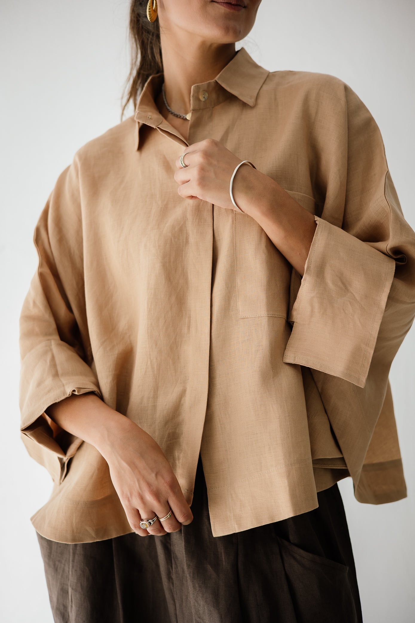 Butterfly Shirt In Light Camel