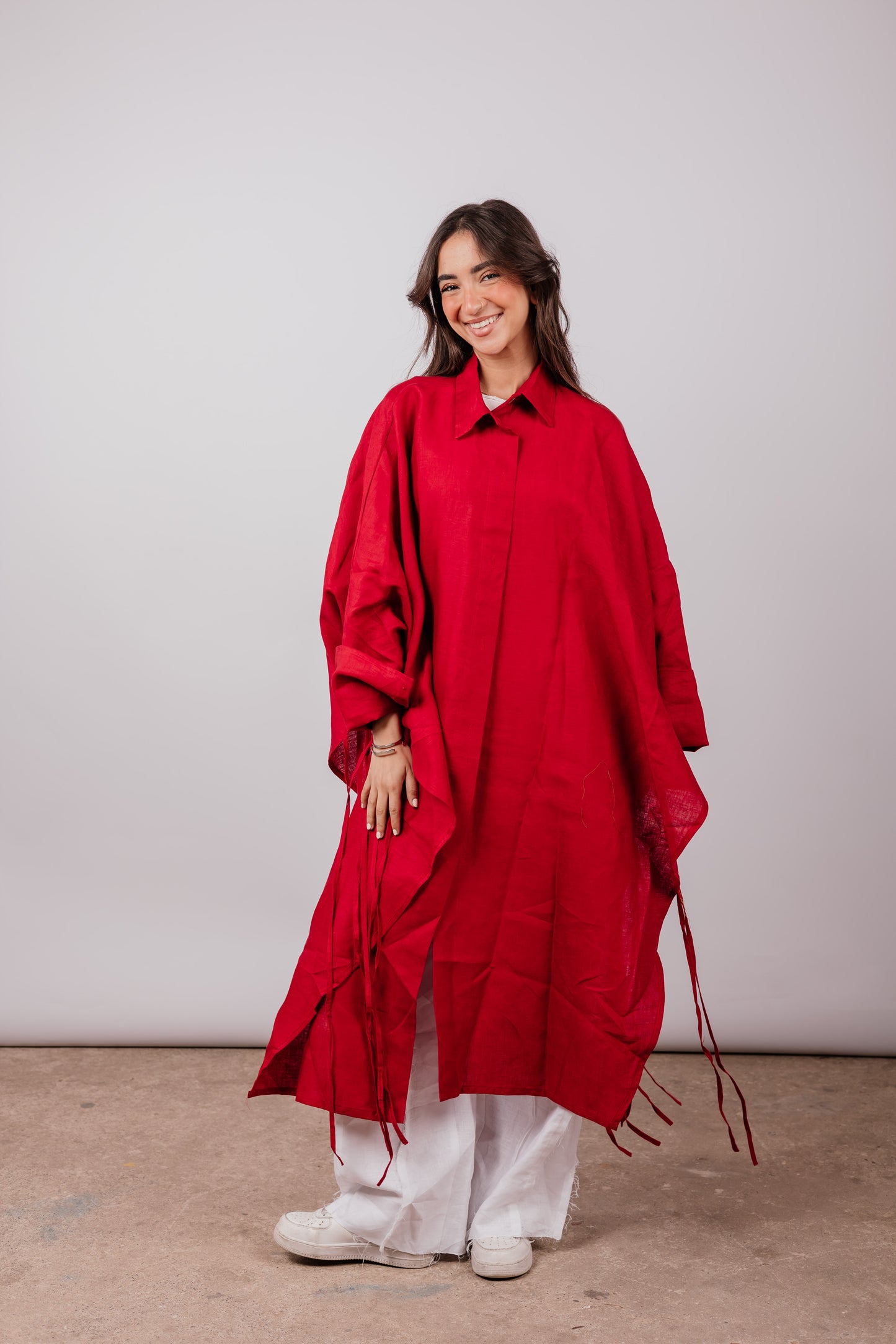 Long Fringes Shirt In Red