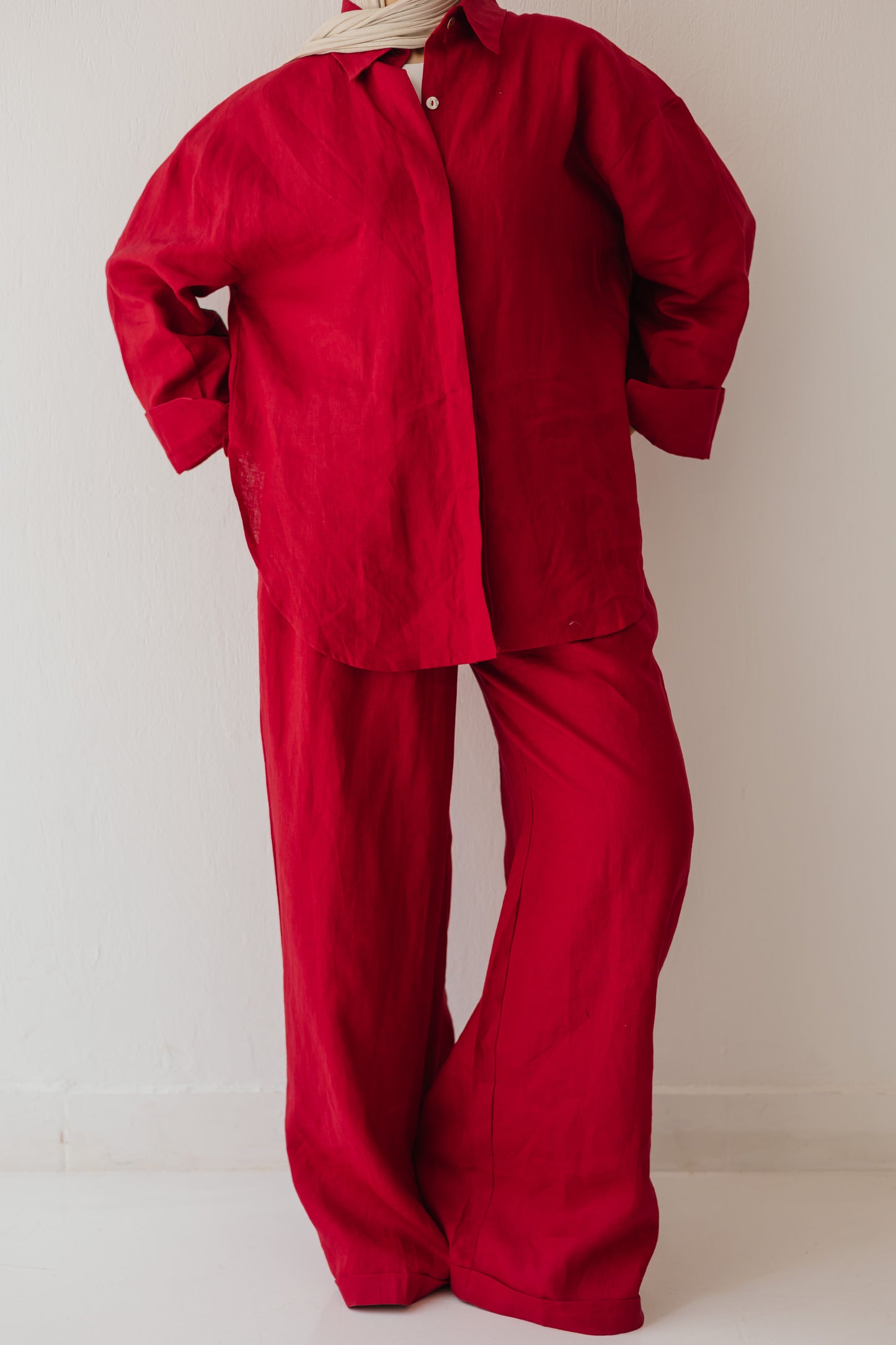 Daily Linen Shirt In Red