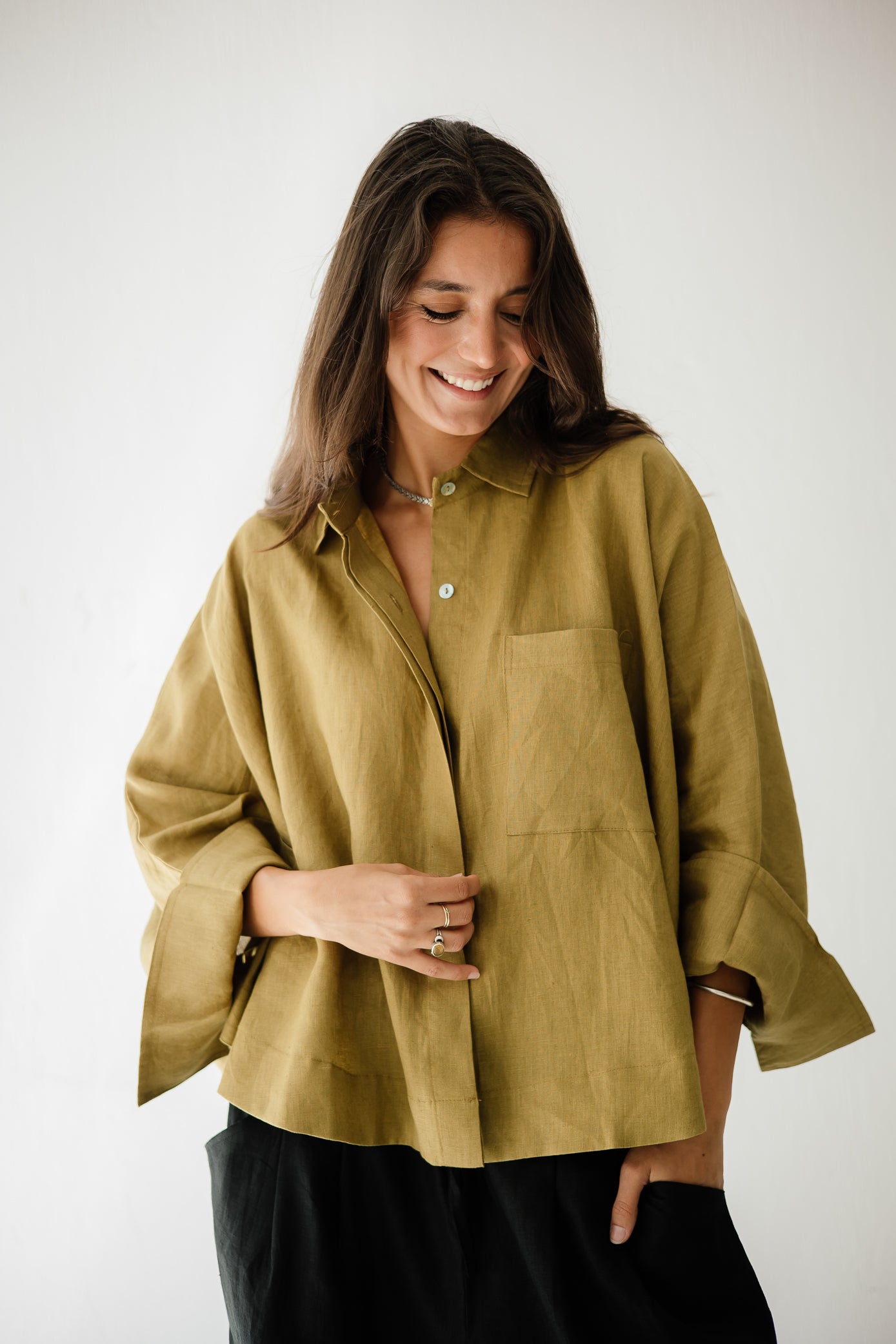 Butterfly Shirt In Dark lime-green