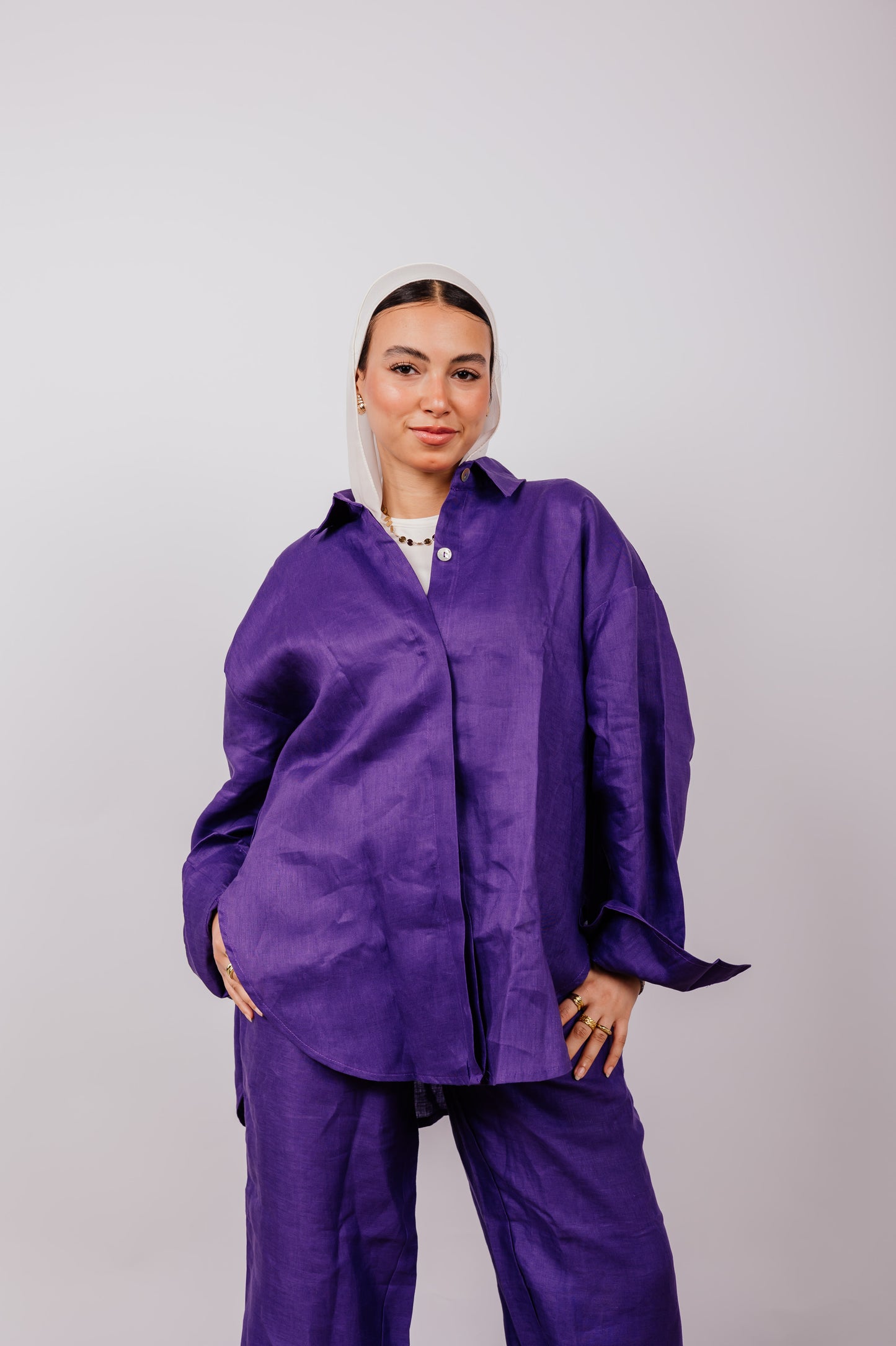 Daily Linen Shirt In Purple