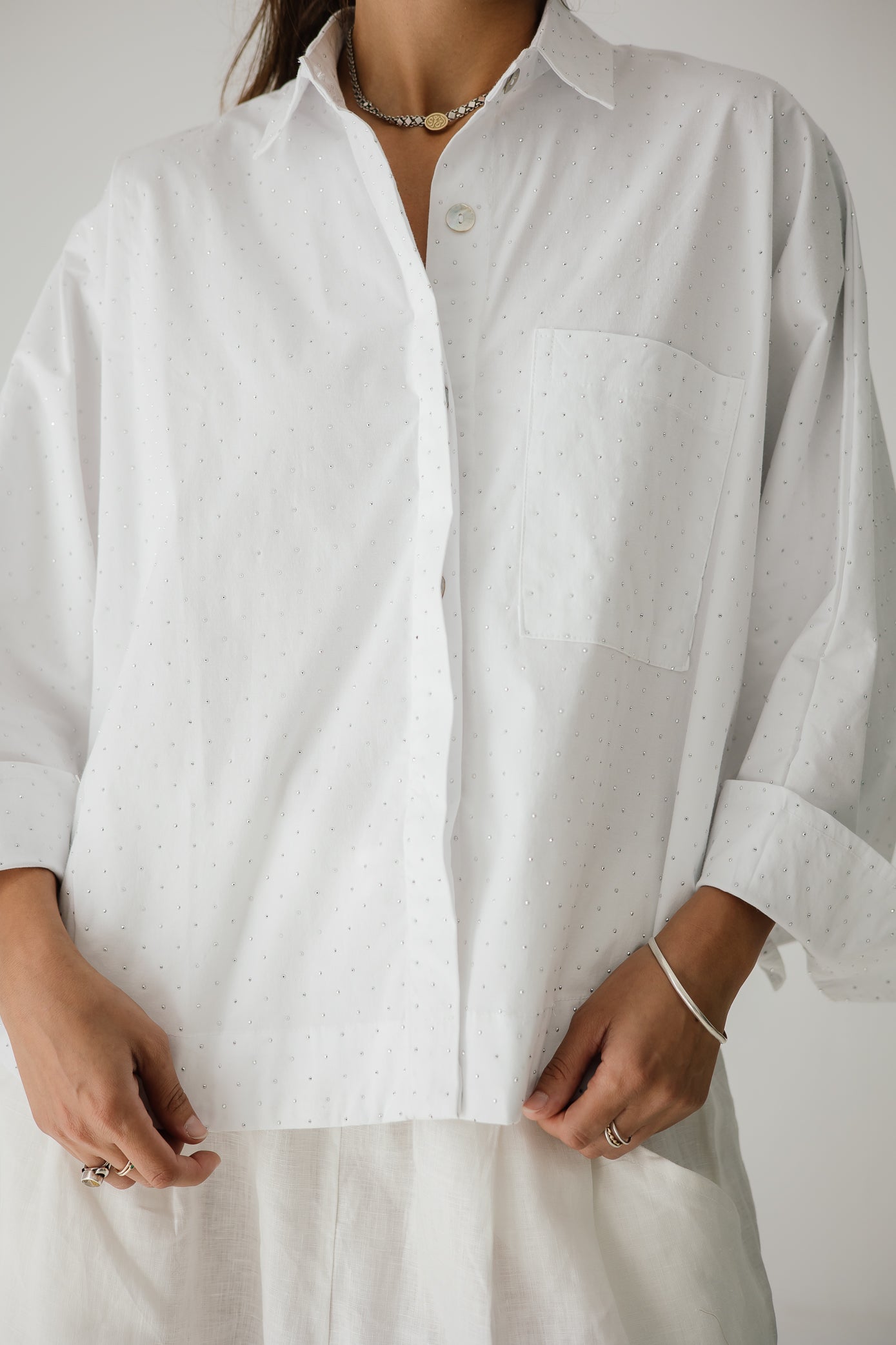 Studding Butterfly Shirt In White