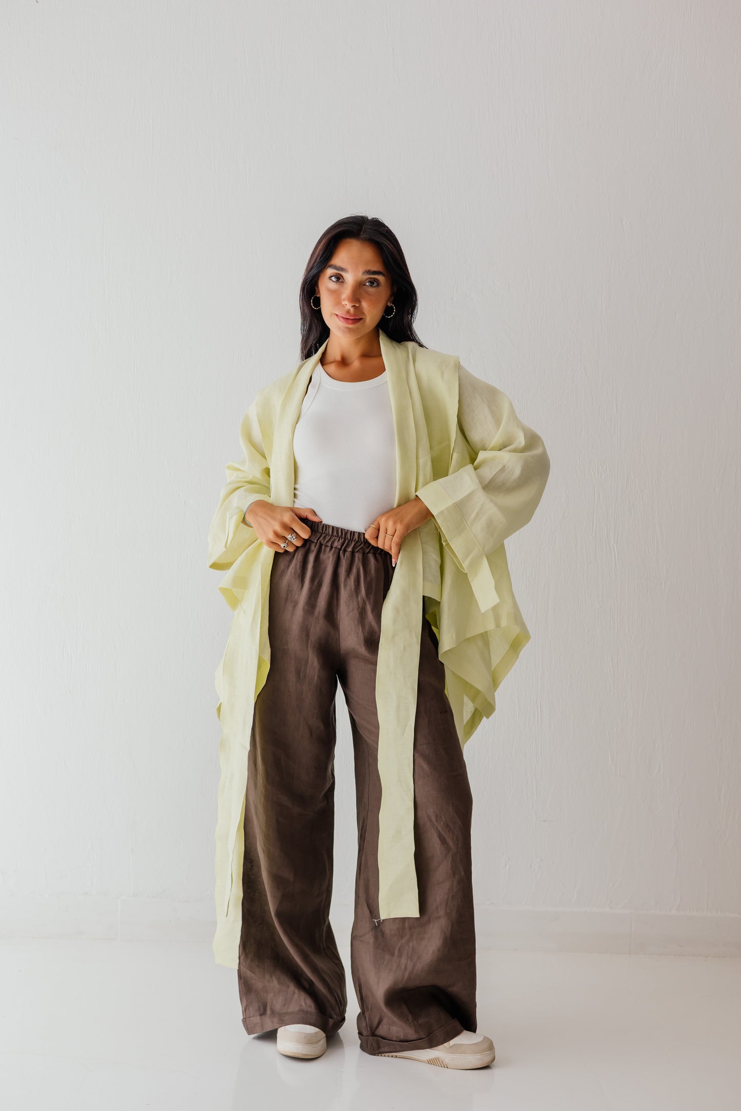 Short Double Collar Kimono In Butter-lemon