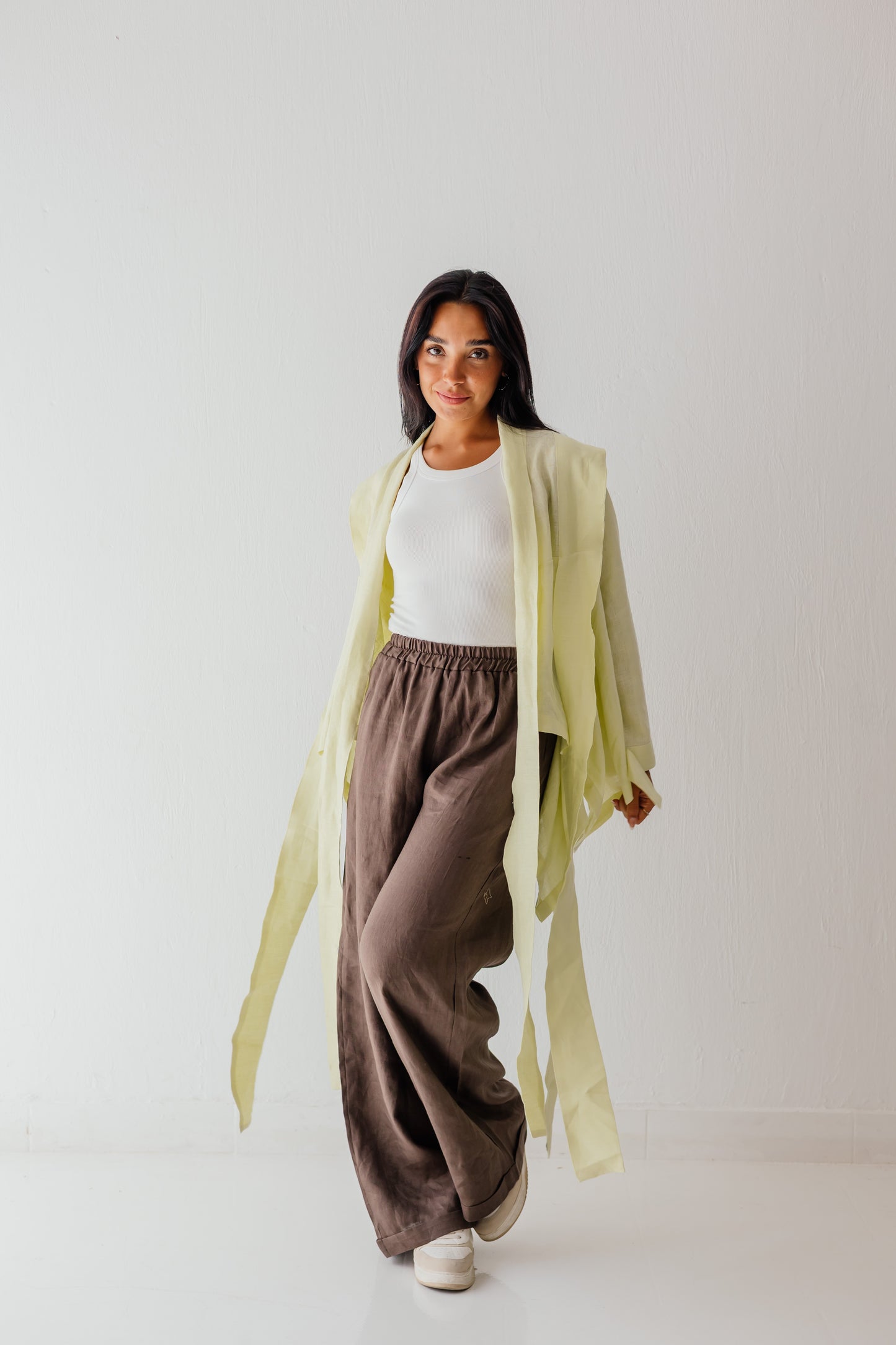 Short Double Collar Kimono In Butter-lemon