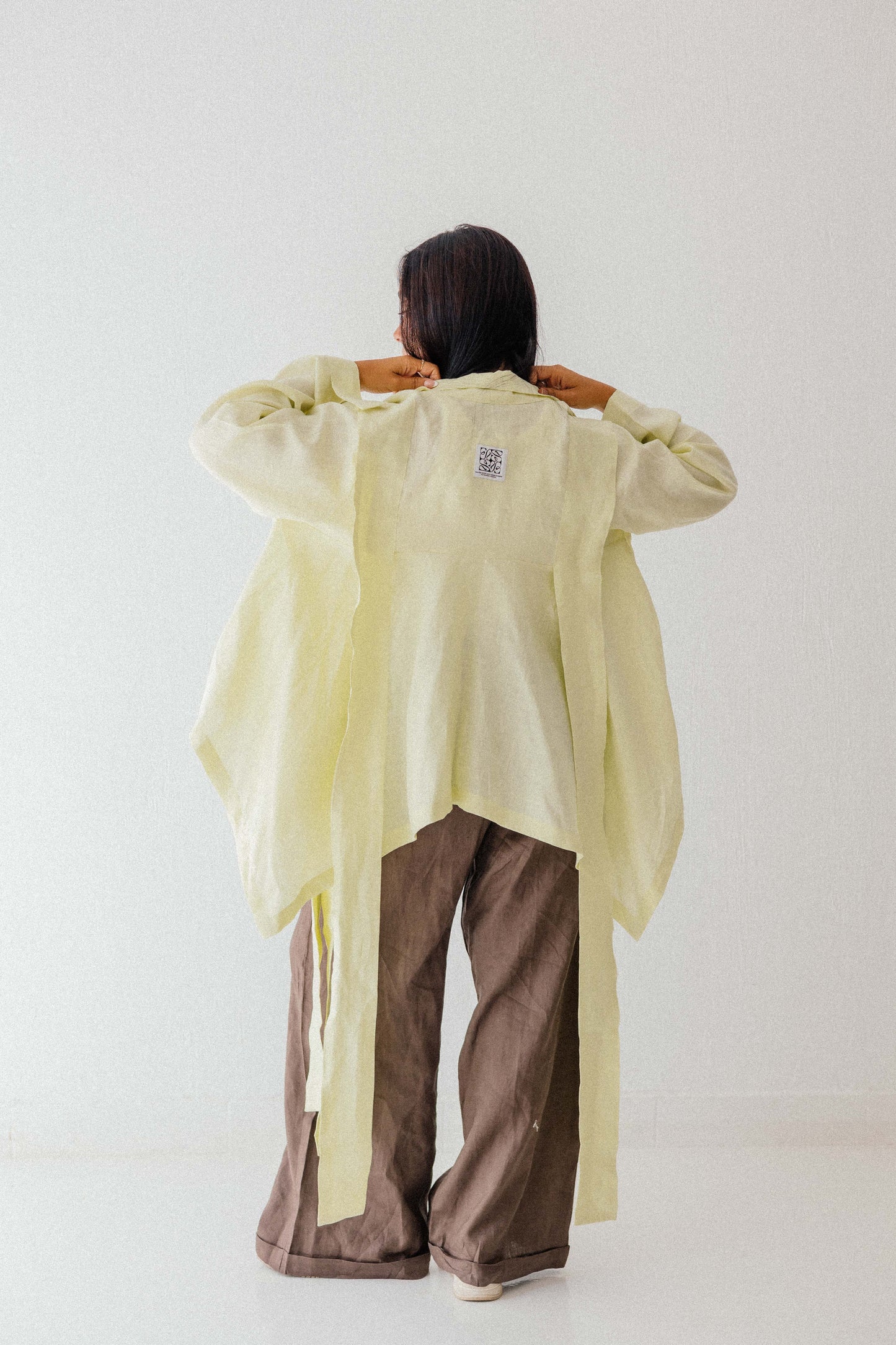 Short Double Collar Kimono In Butter-lemon